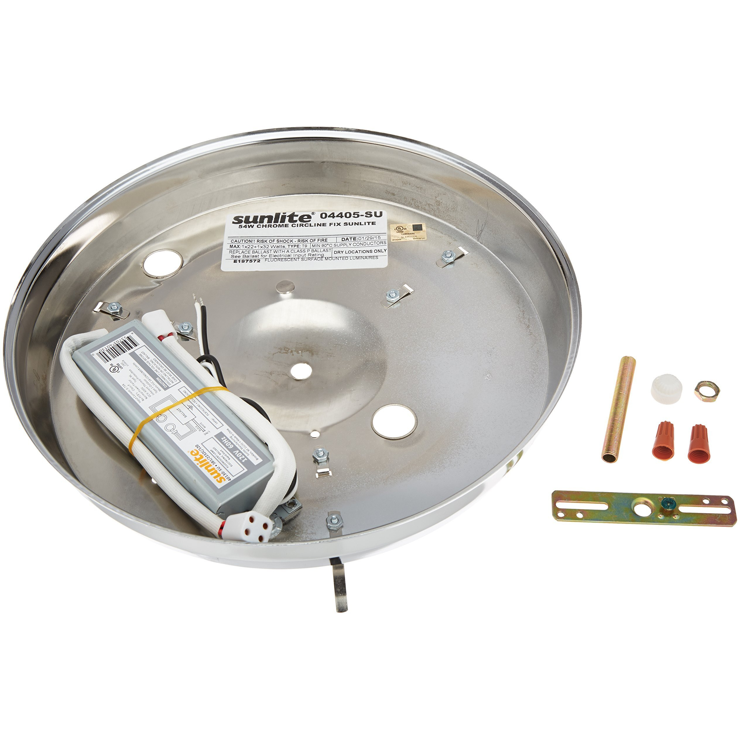 Sunlite 54Cr 12-Inch 2-Light Multipurpose Circline Ceiling Fixture, Chrome Finish