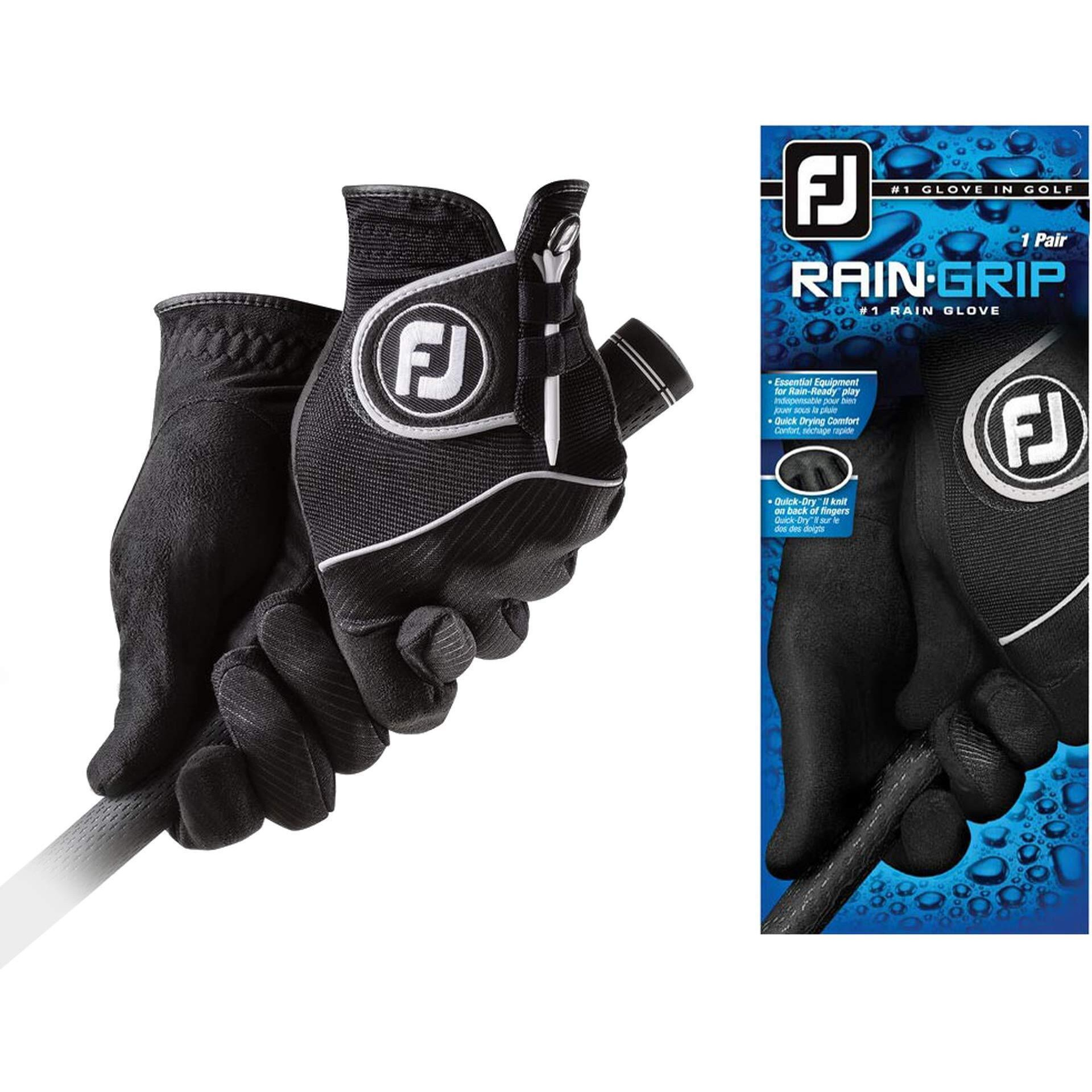Footjoy Men's Raingrip Pair Golf Glove Black Cadet Medium, Pair