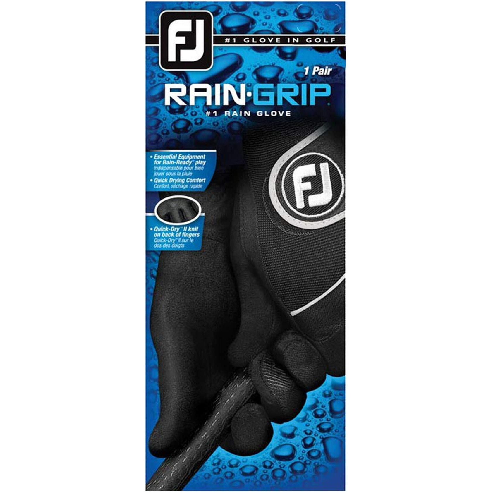 Footjoy Men's Raingrip Pair Golf Glove Black Cadet Medium, Pair
