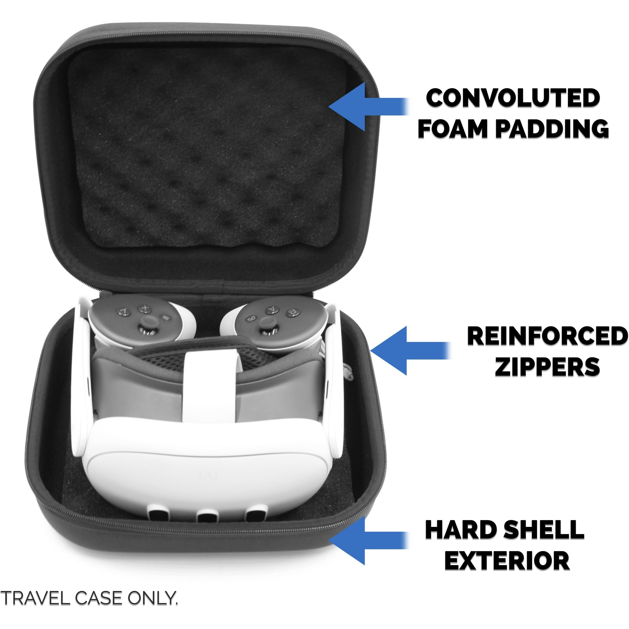 Casematix Mighty And Compact Slim Hard Shell Vr Headset Case Compatible With Meta Quest 3S And Quest 3 Vr Headset And Accessories, Not Compatible With Elite Strap