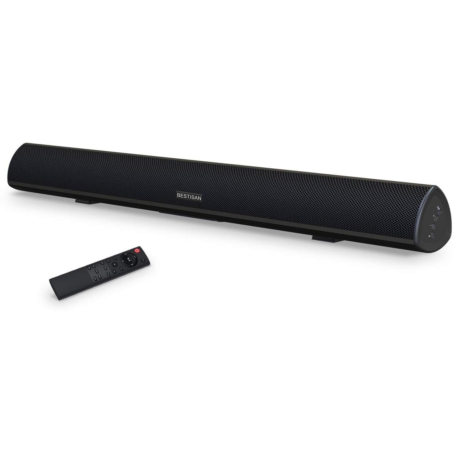 Bestisan 80 Watt Soundbar, Sound Bars For Tv Of Home Theater System (Bluetooth 5.0, 34 Inch, Dsp, Strong Bass, Wireless Wired Connections, Bass Adjustable, Wall Mountable)