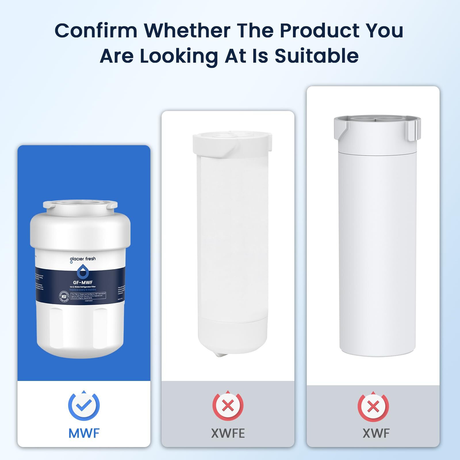 Glacier Fresh Replacement For Mwf Refrigerator Water Filters, Smartwater Mwfp, Mwfa, Gwf, Hdx Fmg-1, Wfc1201, Rwf1060, 197D6321P006, Kenmore 9991, 1 Pack