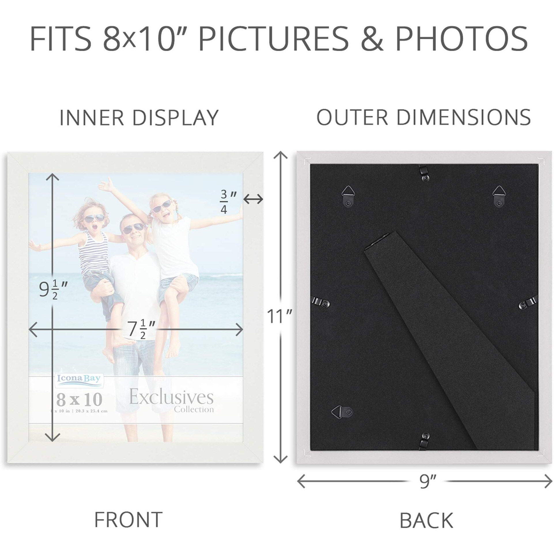Icona Bay 8X10 Picture Frames (White, 6 Pack), Sturdy Wood Composite Photo Frames 8 X 10, Sleek Design, Table Top Or Wall Mount, Exclusives Collection