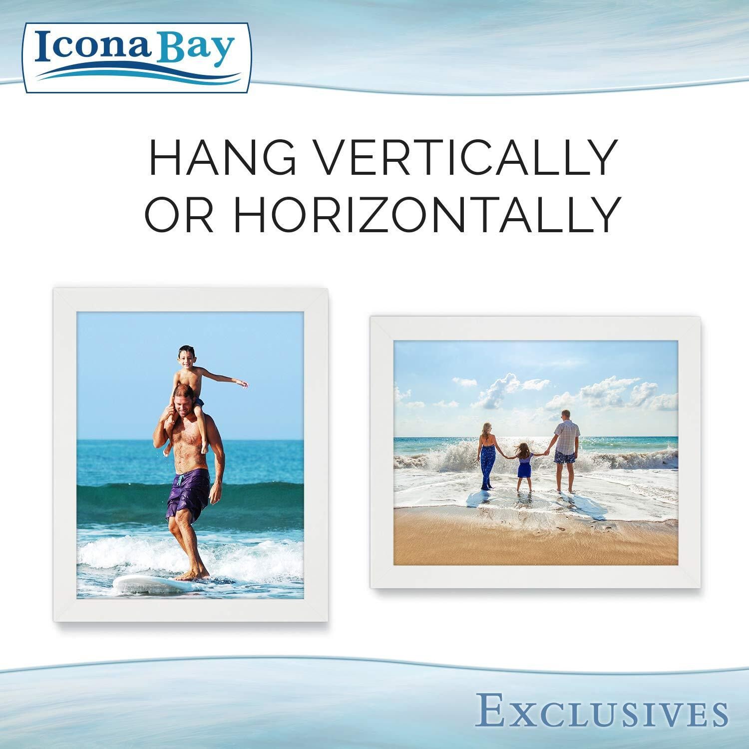 Icona Bay 8X10 Picture Frames (White, 6 Pack), Sturdy Wood Composite Photo Frames 8 X 10, Sleek Design, Table Top Or Wall Mount, Exclusives Collection