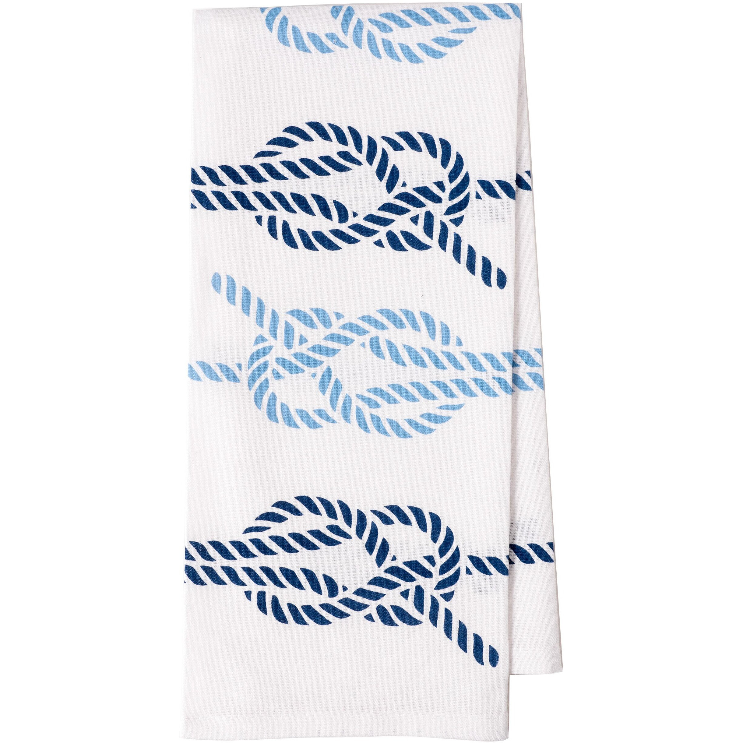 Kaf Home Pantry Nautical Knots Kitchen Dish Towel Set Of 4, 100-Percent Cotton, 18 X 28-Inch