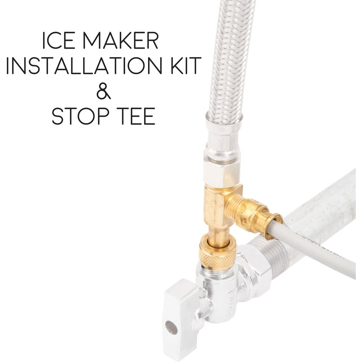 Ice Maker Installation Kit 25 Feet Of Pex Tubing For Appliance Water Lines With Stop Tee, 1/4"" Compression Fittings, For Potable Drinking Water