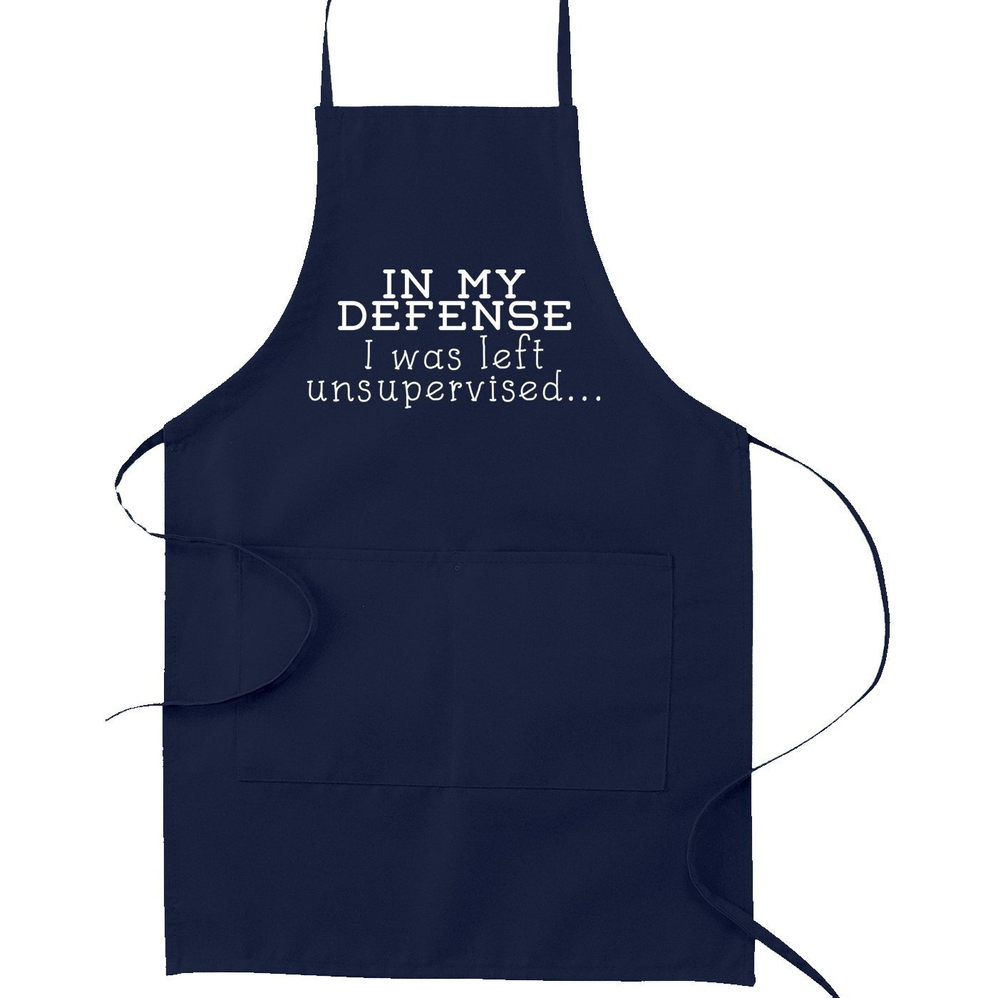 In My Defense I Was Left Unsupervised Funny Parody Cooking Baking Kitchen Apron - Navy Blue