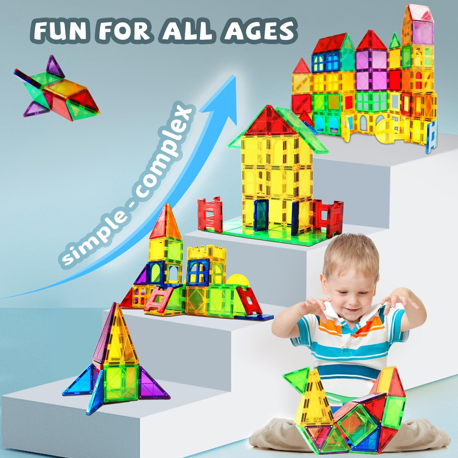 Magblock Magnetic Blocks - Magnetic Tiles Toys For Toddlers Kids Magnetic Building Blocks Preschool Magnet Set Magnetic Stem Toys 70 Pieces