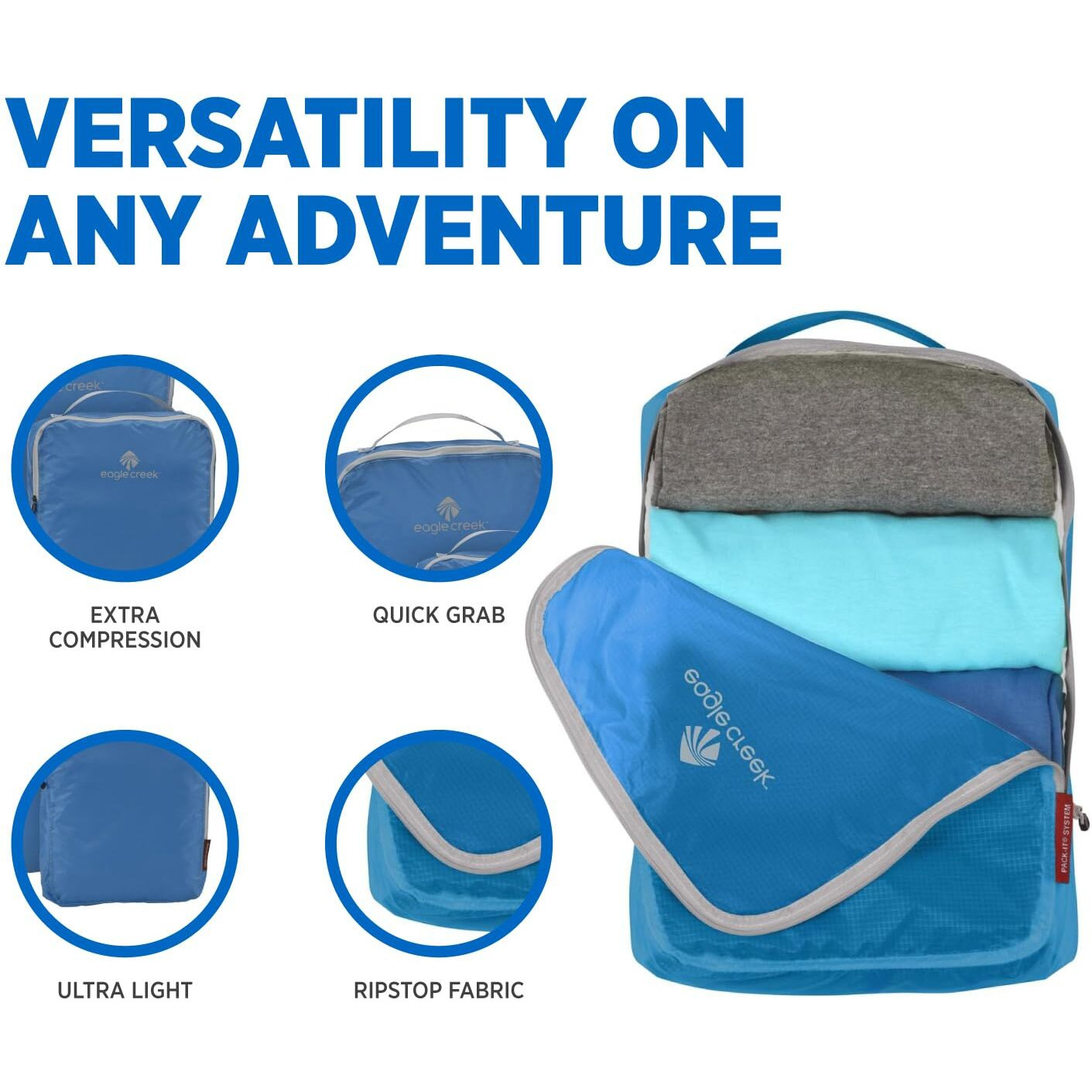 Eagle Creek Pack-It Specter Packing Cubes For Travel Starter Set - Durable, Ultra-Lightweight, Water-Resistant Suitcase Organizer Bags For Clothing, Brilliant Blue