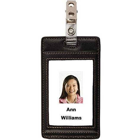 Office Depot Faux Leather Badge Holder, Black