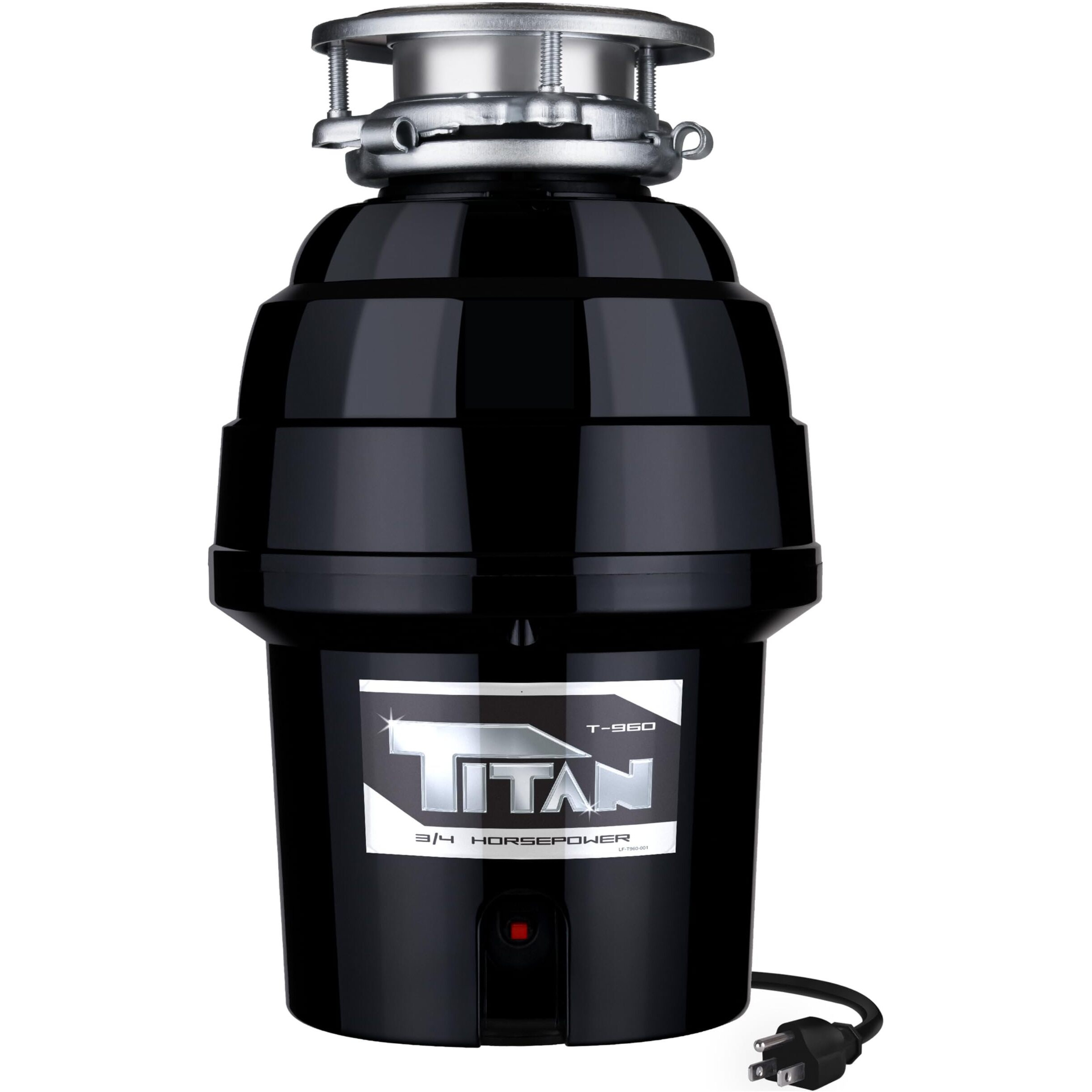Titan 10-Us-Tn-T-960-3B Garbage Disposal, 3/4 Hp Deluxe, Black With Stainless Steel Sink Flange And Silver Guard