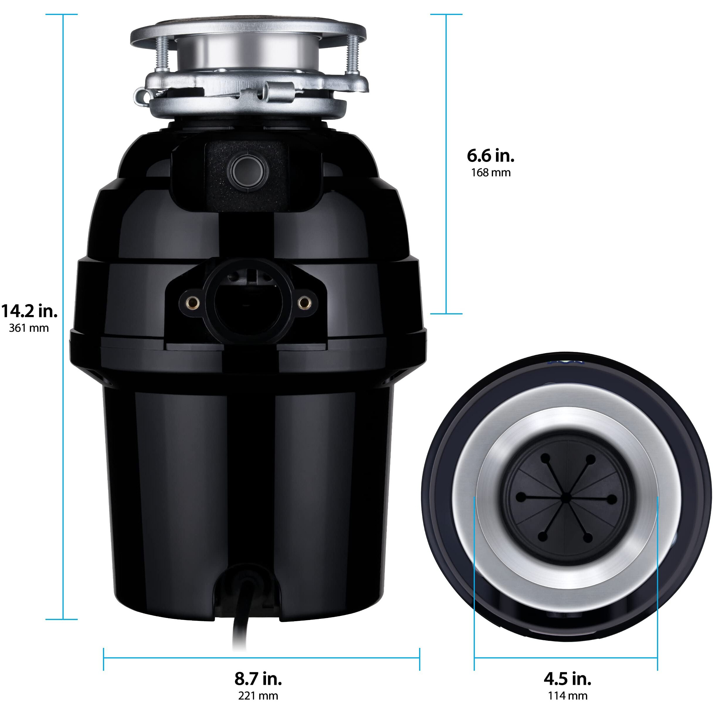 Titan 10-Us-Tn-T-960-3B Garbage Disposal, 3/4 Hp Deluxe, Black With Stainless Steel Sink Flange And Silver Guard