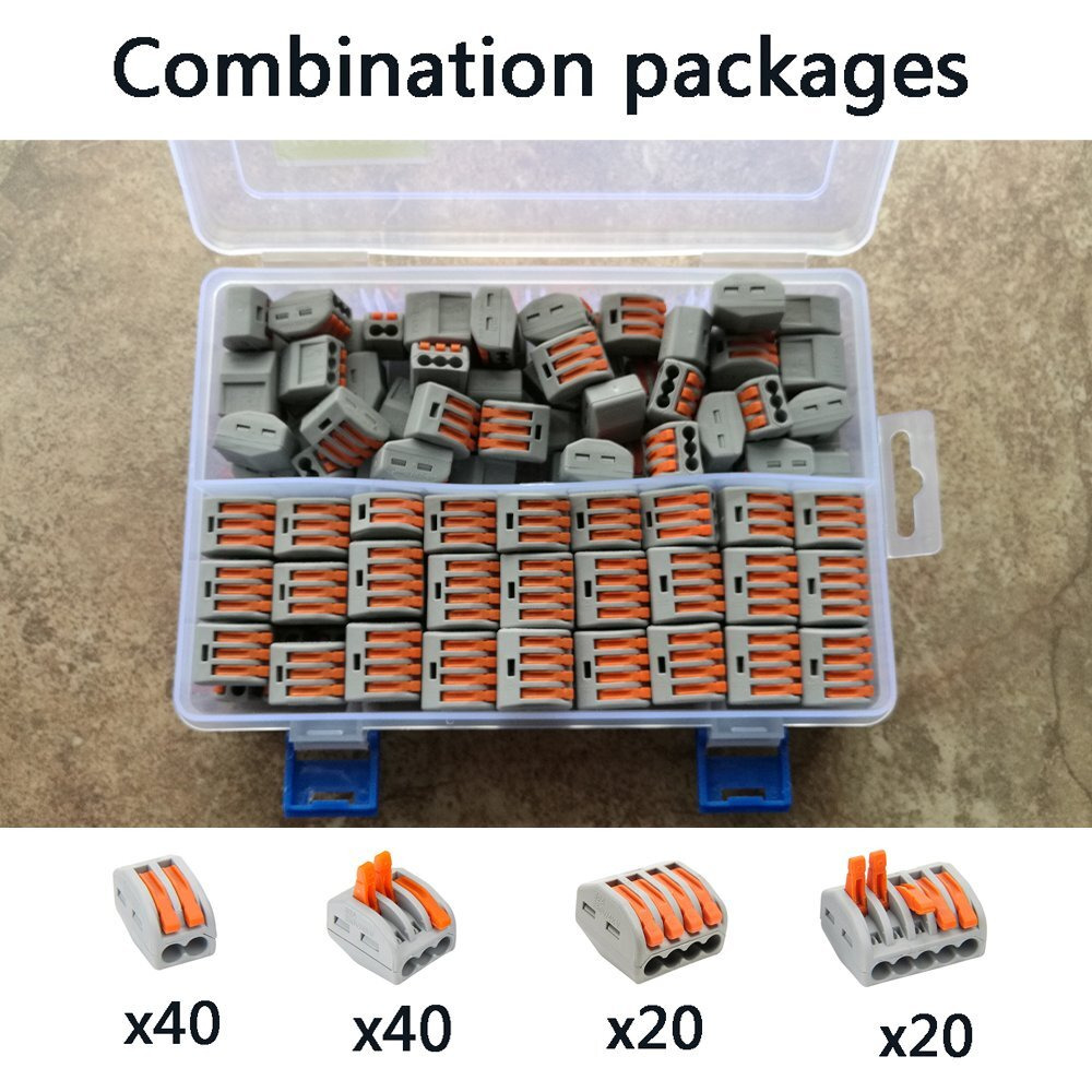 Uohgdpy Lever Wire Connectors,120Pcs Wire Connector Assortment Pack Compact Splicing Connector Kit For Electrical Wires Solid Stranded Flexible Wires, 2 Port, 3 Port, 4 Port,5 Port