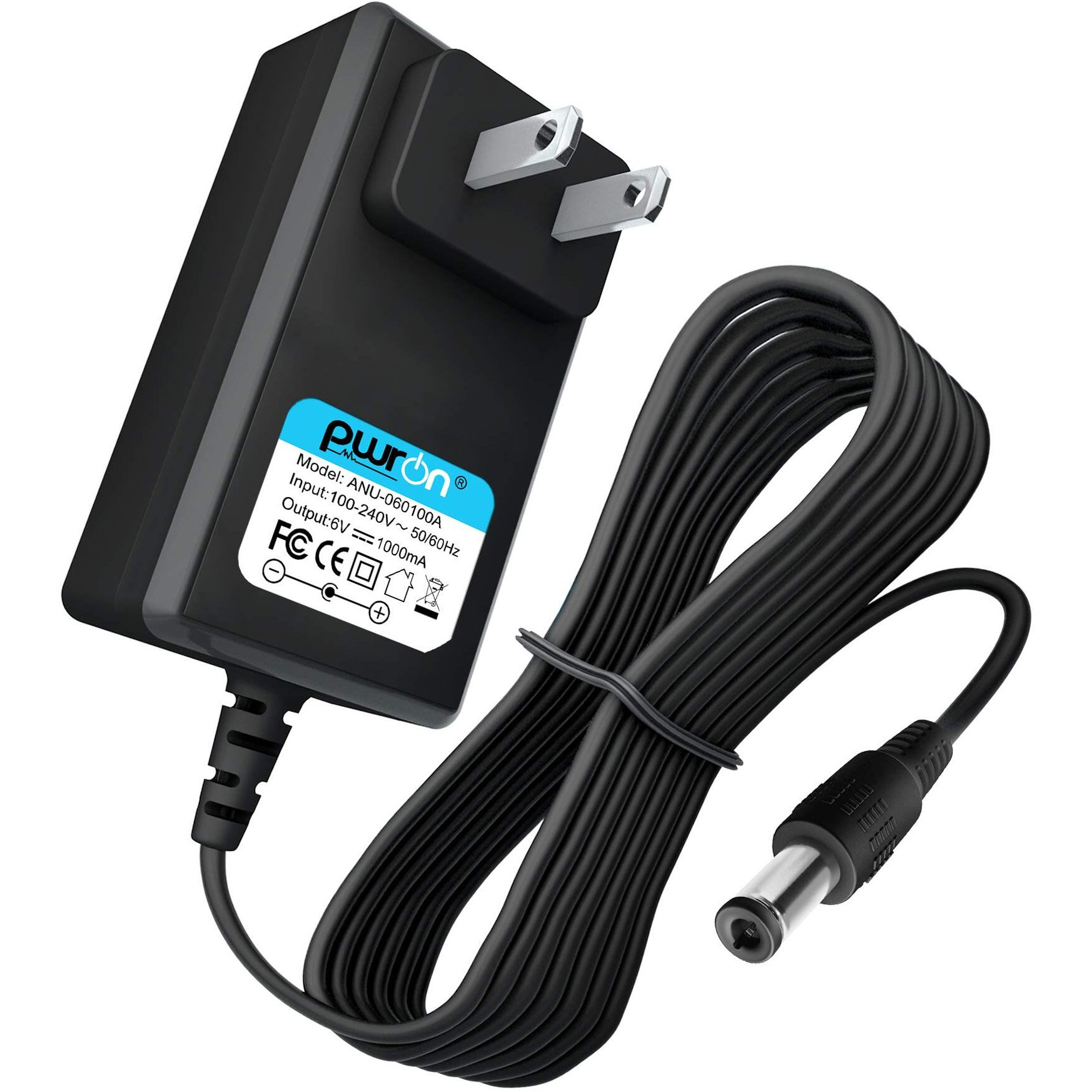 Pwron 6.6 Ft 6V Ac To Dc Power Adapter Charger Compatible With Fisher Price Cradle Swing (With 5.5Mm / 2.5Mm Barrel Plug Tip)