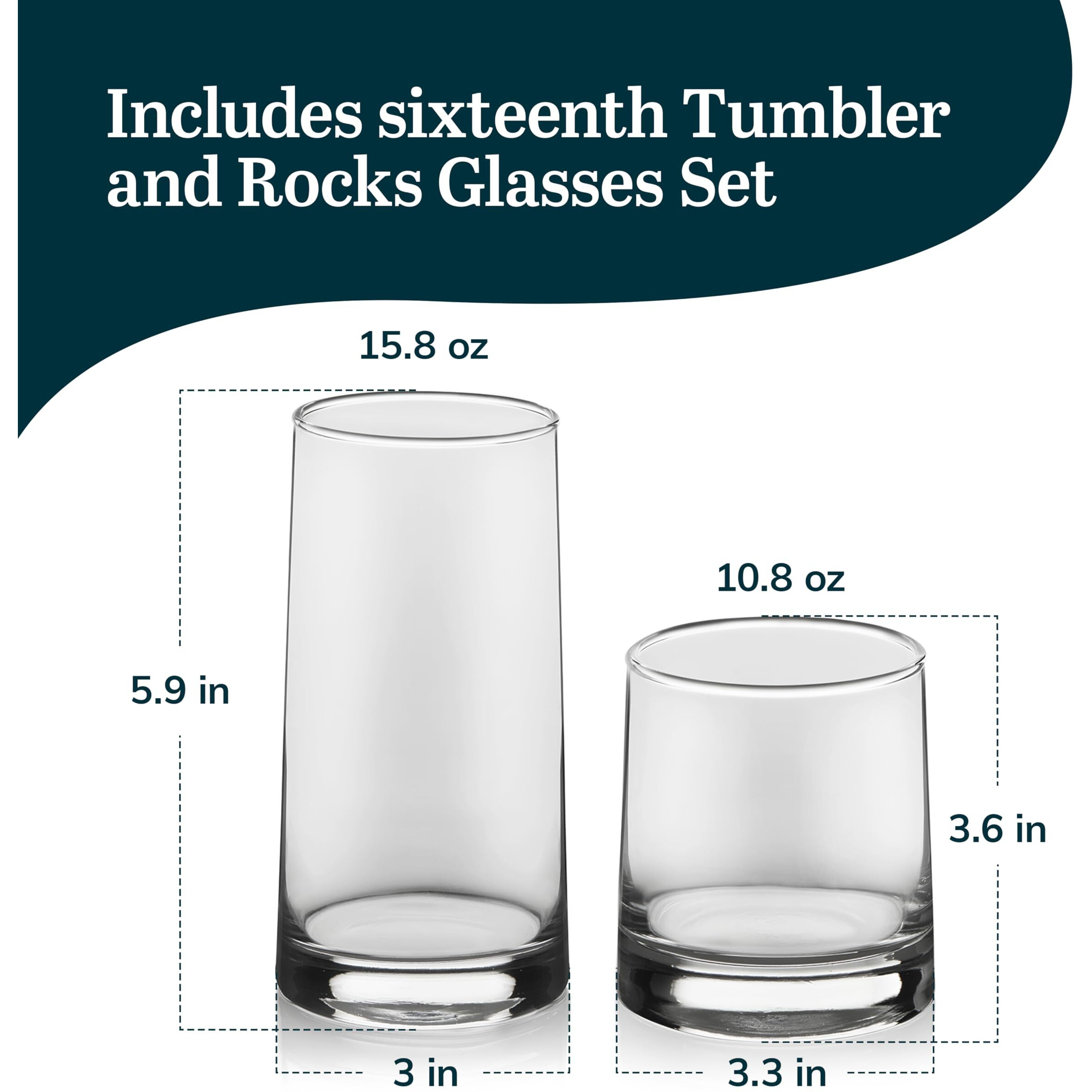 Libbey Cabos 16-Piece Tumbler And Rocks Glass Set