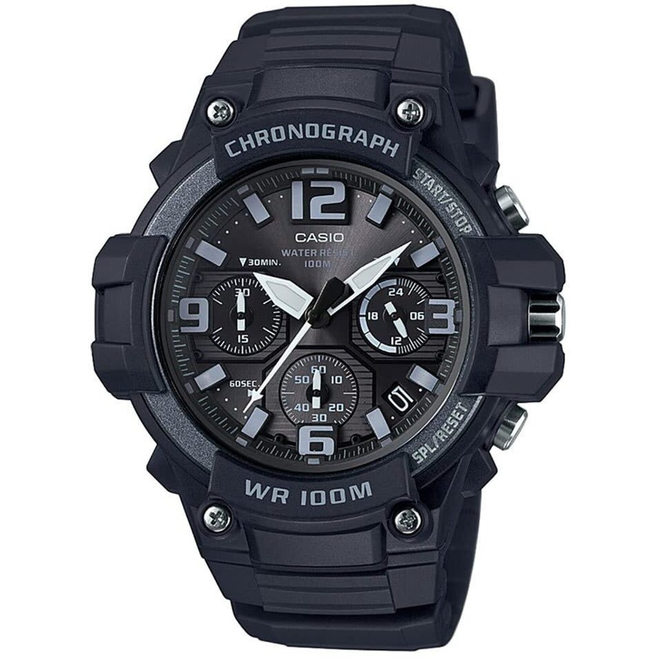 Casio Men's Quartz Chronograph Date Indicator Black Resin Stop Watch (Model Mcw100H-1Av)