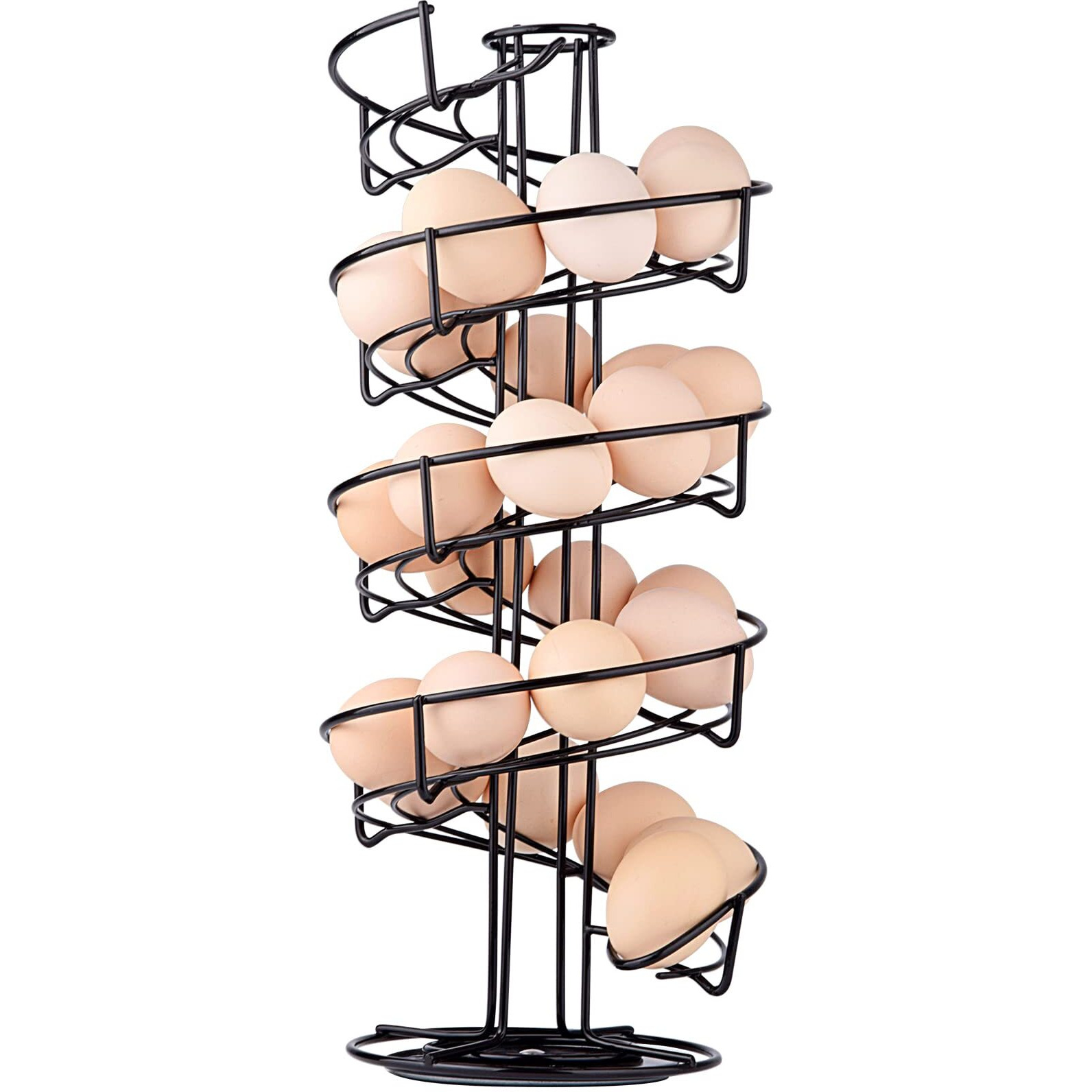 Toplife Spiral Design Metal Egg Skelter Dispenser Rack, Storage Display Rack, Black