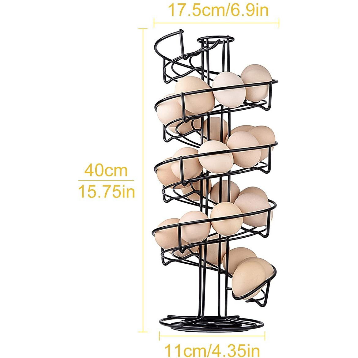 Toplife Spiral Design Metal Egg Skelter Dispenser Rack, Storage Display Rack, Black