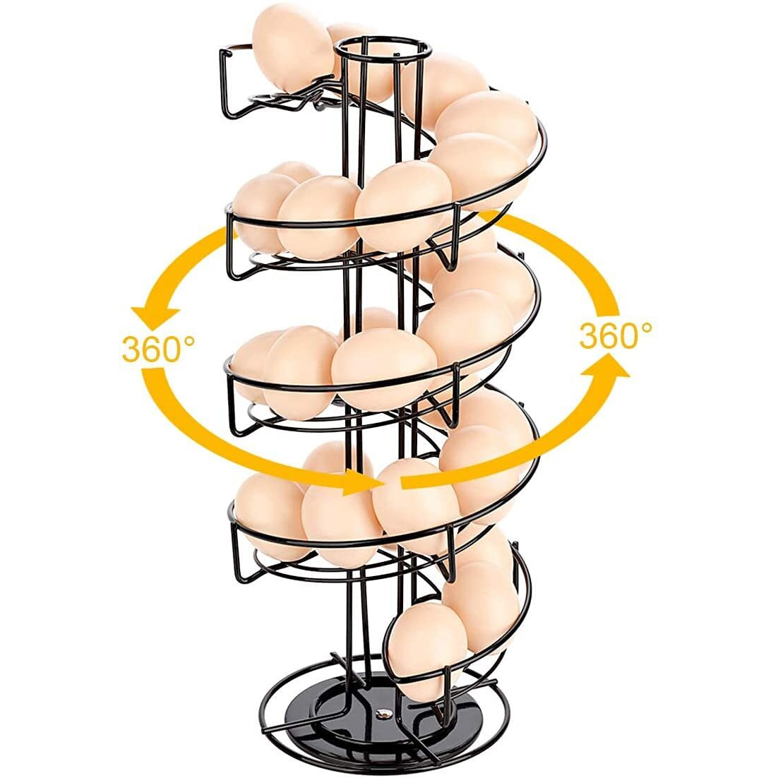 Toplife Spiral Design Metal Egg Skelter Dispenser Rack, Storage Display Rack, Black