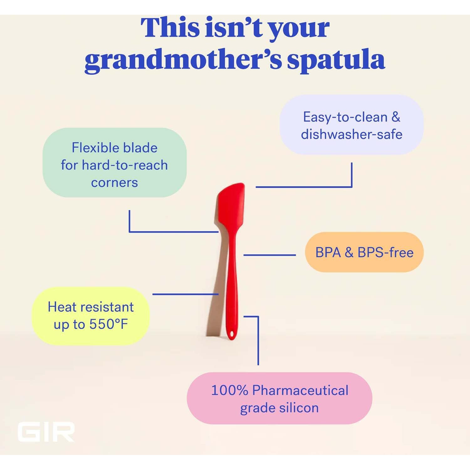 Gir - Premium Silicone Spatula - For Cooking, Baking & Mixing - Skinny & Seamless Design - Heat-Resistant Up To 550F - Nonstick - Dishwasher Safe Cookware - Bpa Free - Kitchen Essentials - Red