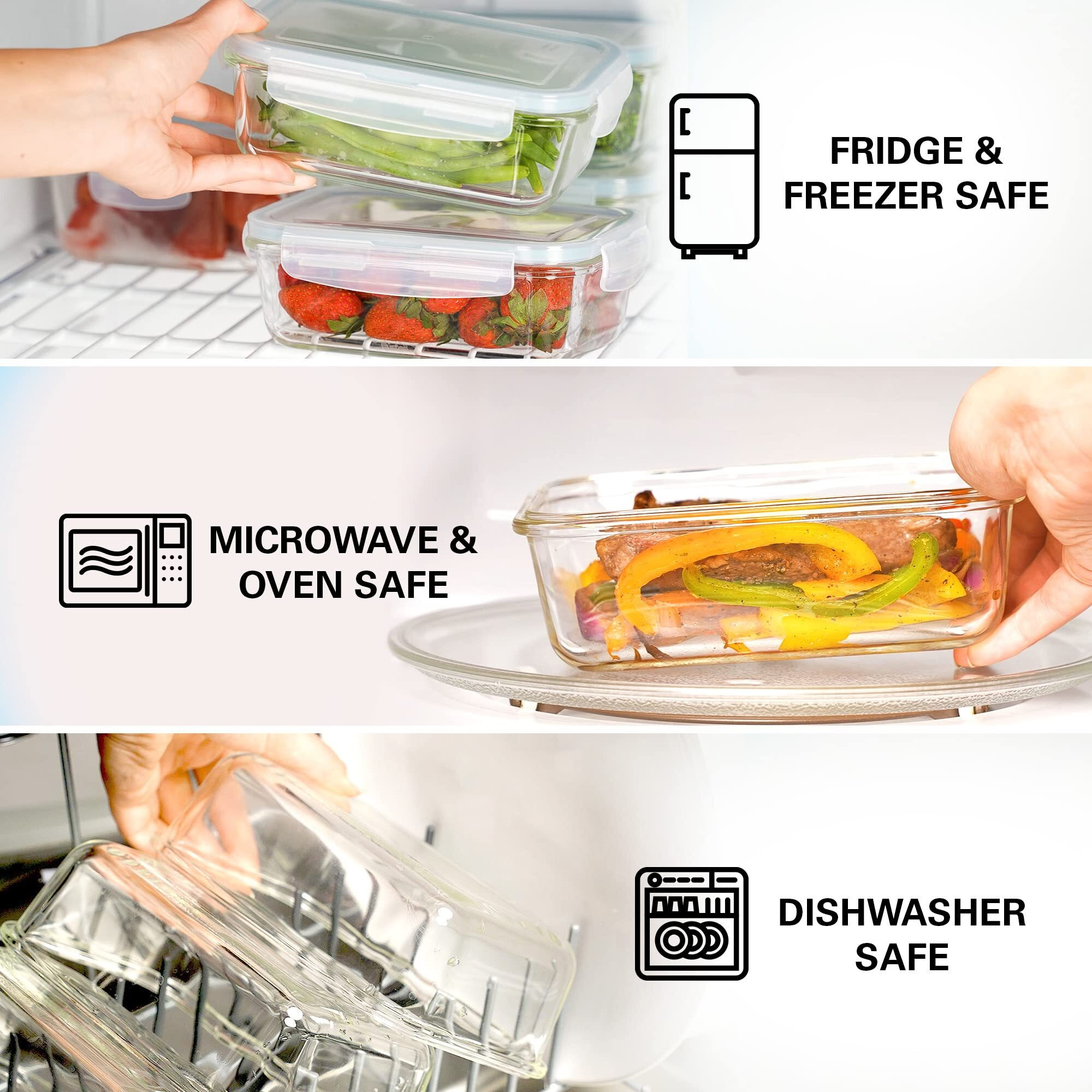 Glass Food Storage Containers With Lids 30 Oz 16 Pc (Set Of 8) Airtight Large Reusable Leak Proof Bpa Free Food Prep Containers Freezer To Oven Safe