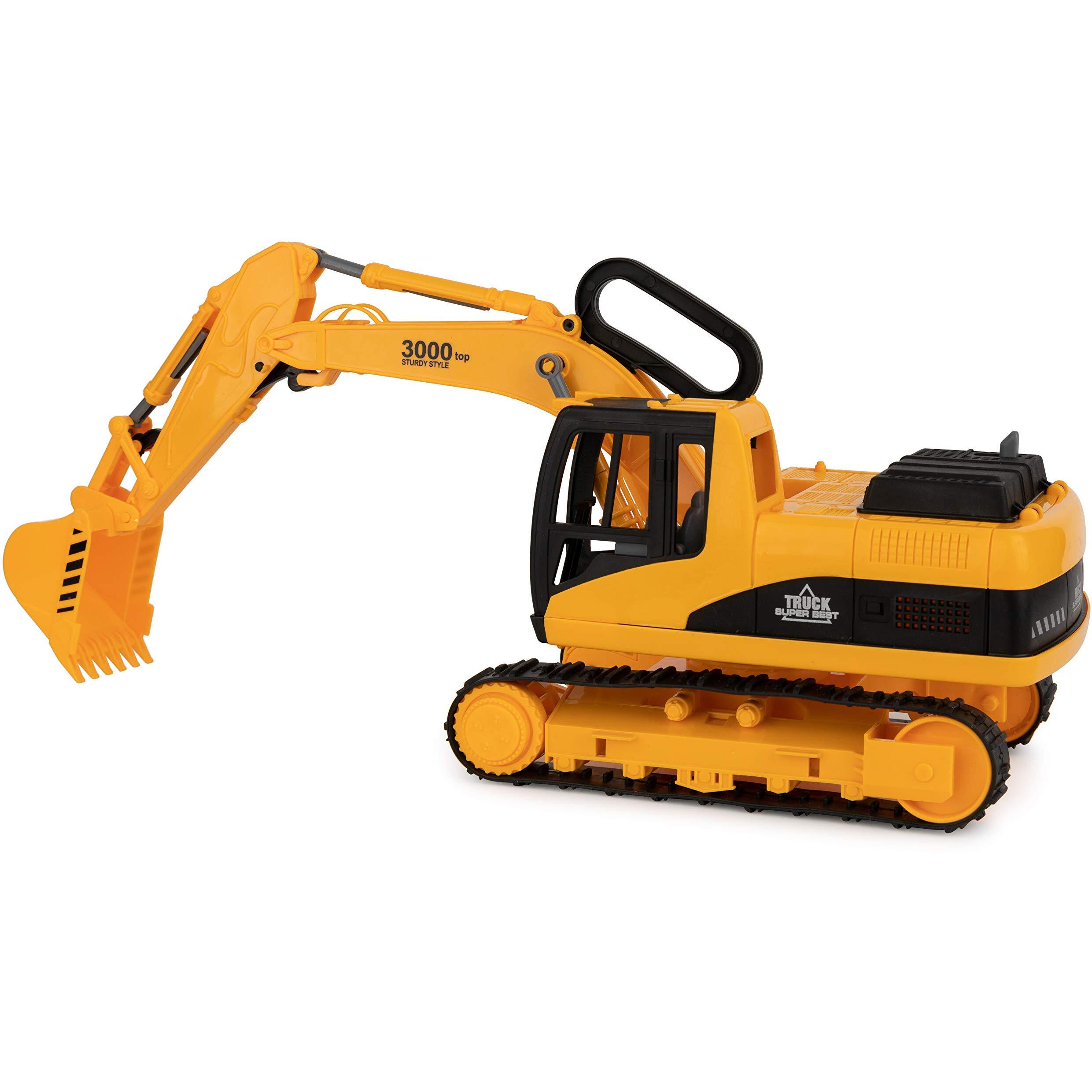 Toy To Enjoy Excavator & Dump Truck Toy For Kids (Set Of 2) - Moveable Claw & Lifting Back - Garbage Truck & Bulldozer Digger - Construction Vehicle For Kids & Children