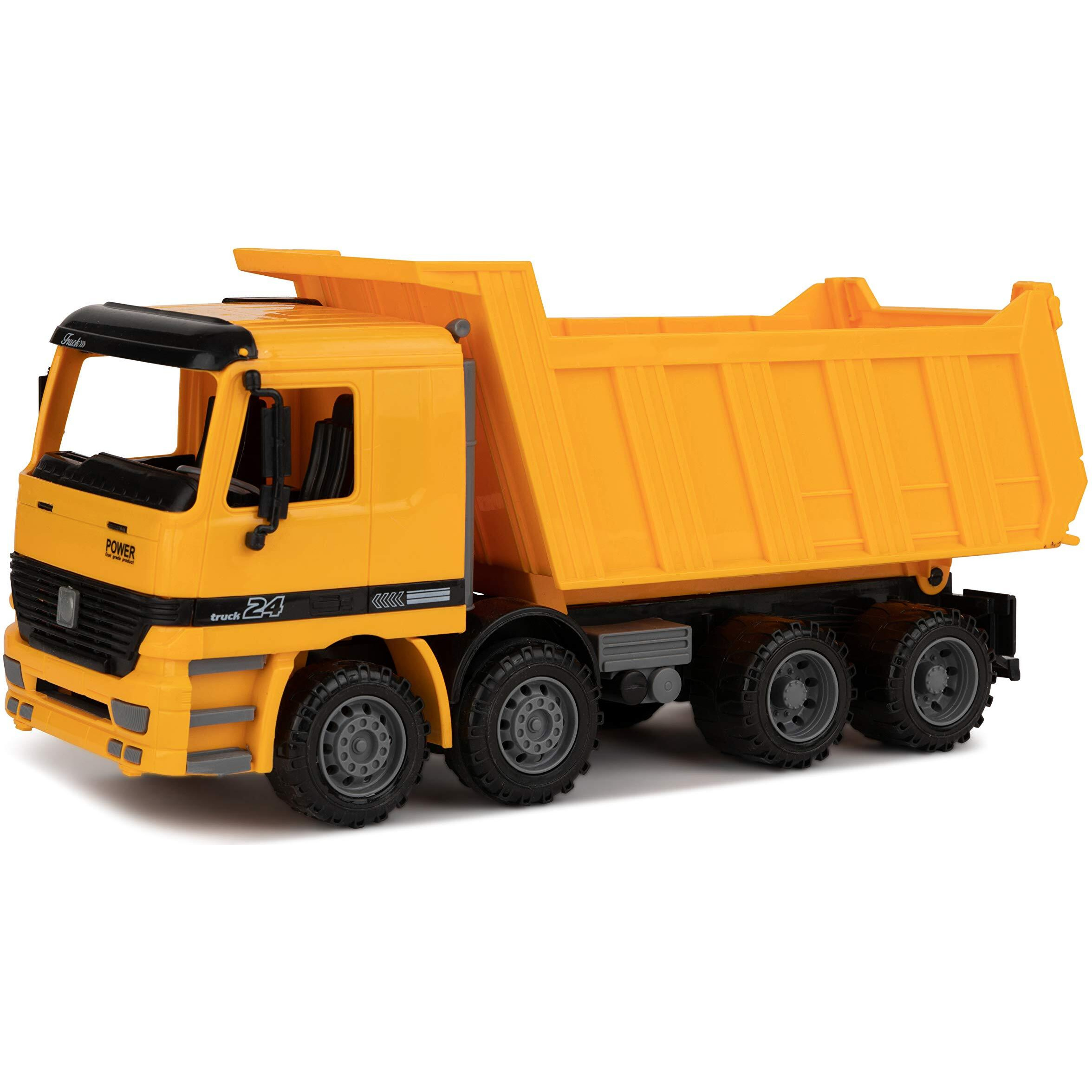 Toy To Enjoy Excavator & Dump Truck Toy For Kids (Set Of 2) - Moveable Claw & Lifting Back - Garbage Truck & Bulldozer Digger - Construction Vehicle For Kids & Children