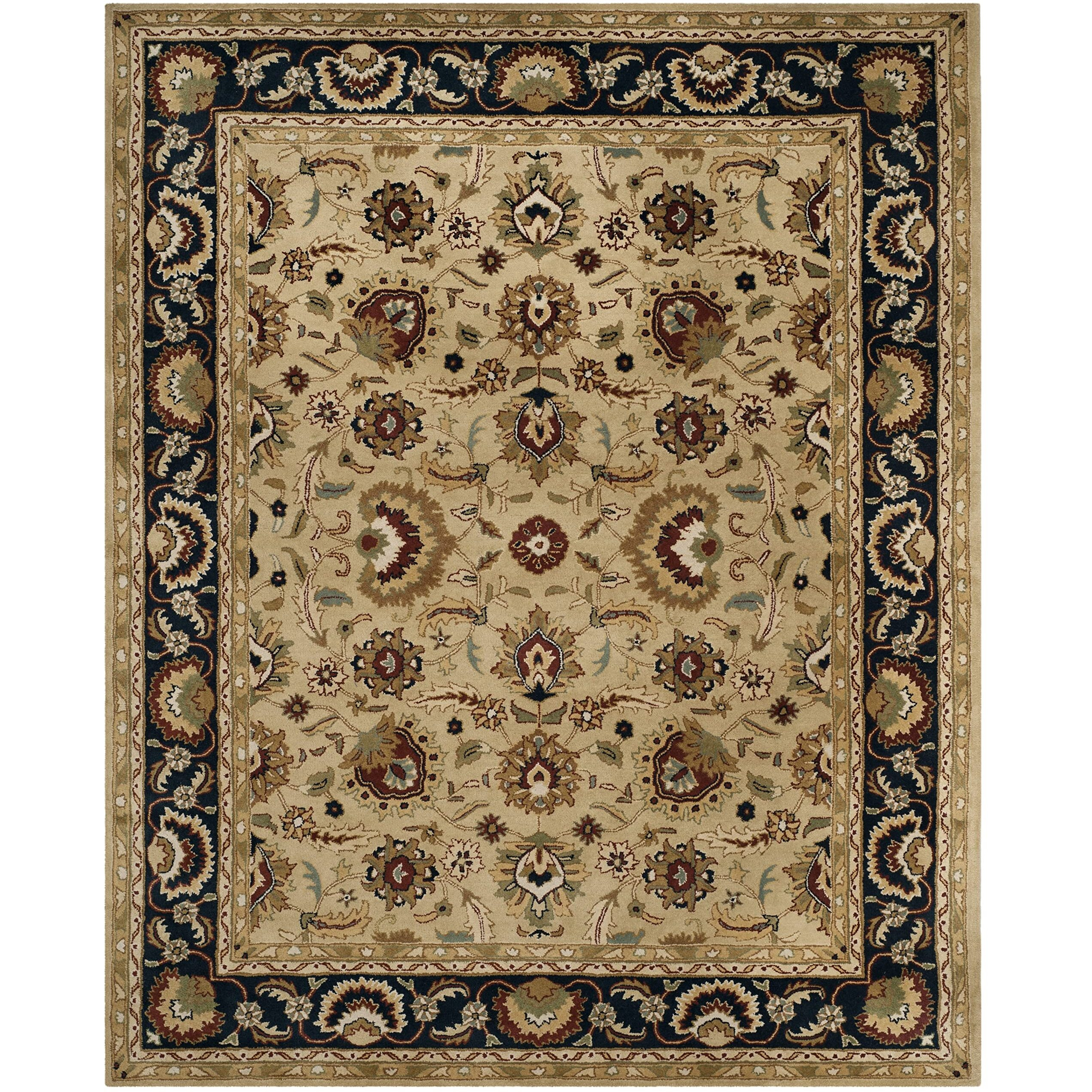 Safavieh English Manor Collection 8' X 10' Sage / Navy Ems739A Handmade Traditional Premium Wool Area Rug