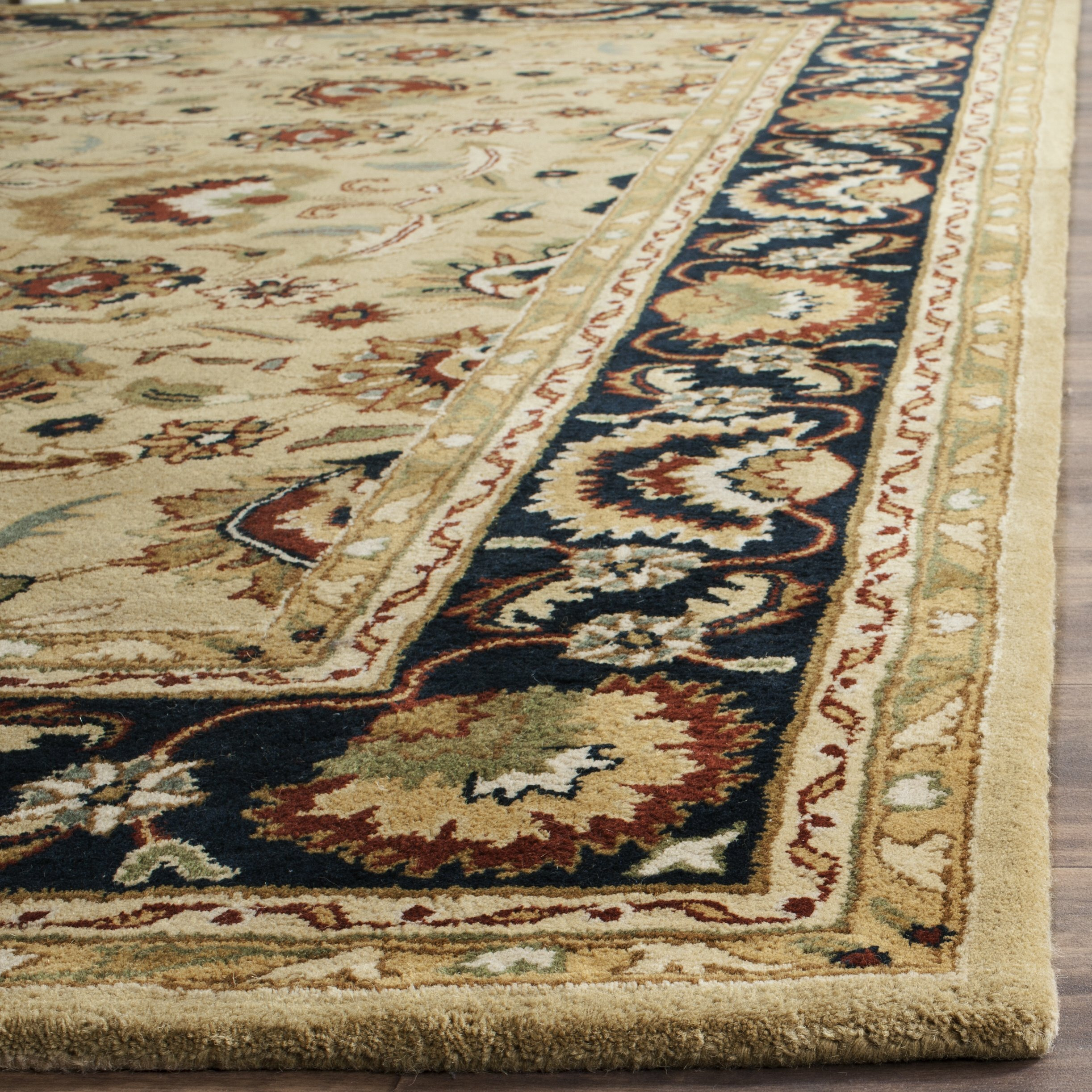 Safavieh English Manor Collection 8' X 10' Sage / Navy Ems739A Handmade Traditional Premium Wool Area Rug