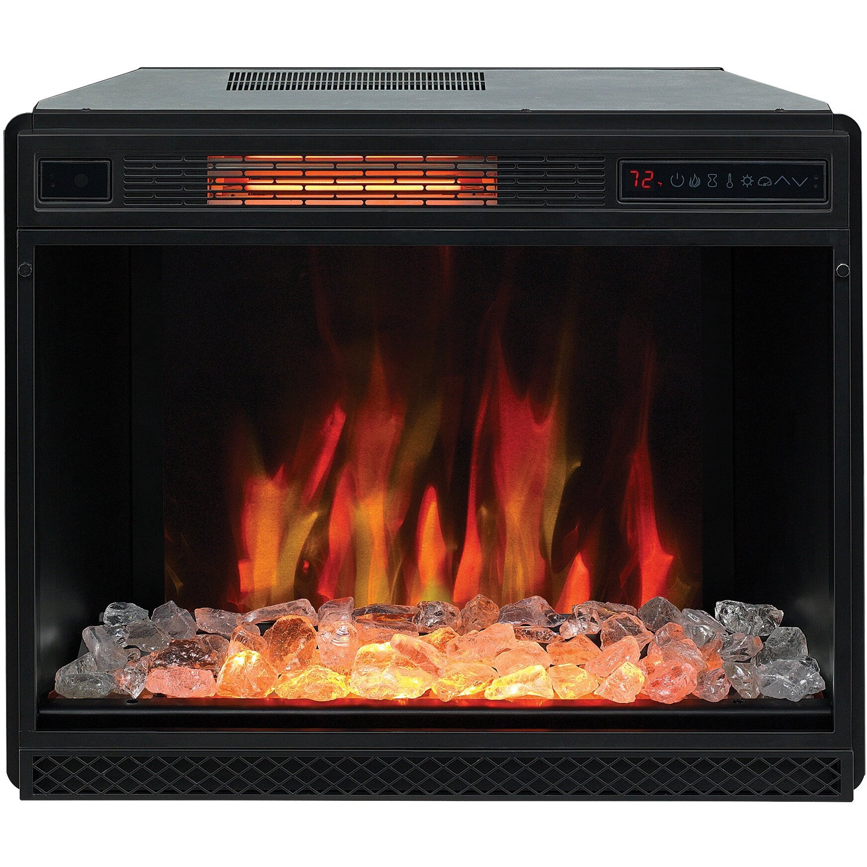 Classicflame 28"" 3D Infrared Quartz Plug And Safer Sensor Electric Fireplace Insert, 28 Inches, Black