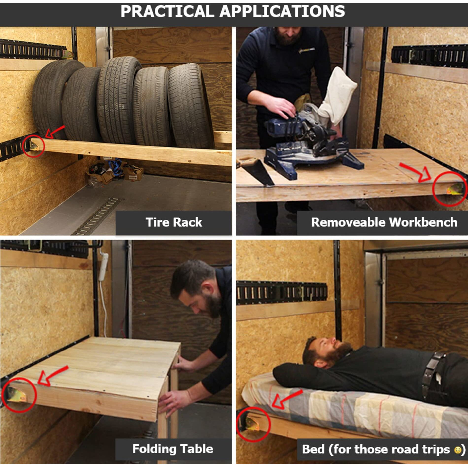 Dc Cargo E-Track Wood Beam End Socket Shelf Brackets For Custom Storage - Pack Of 10 - E Track Accessories For Enclosed Trailers -Ideal For 2X4 & 2X6 In Trucks, Trailers, Vans, Rvs- Etrack Accessories