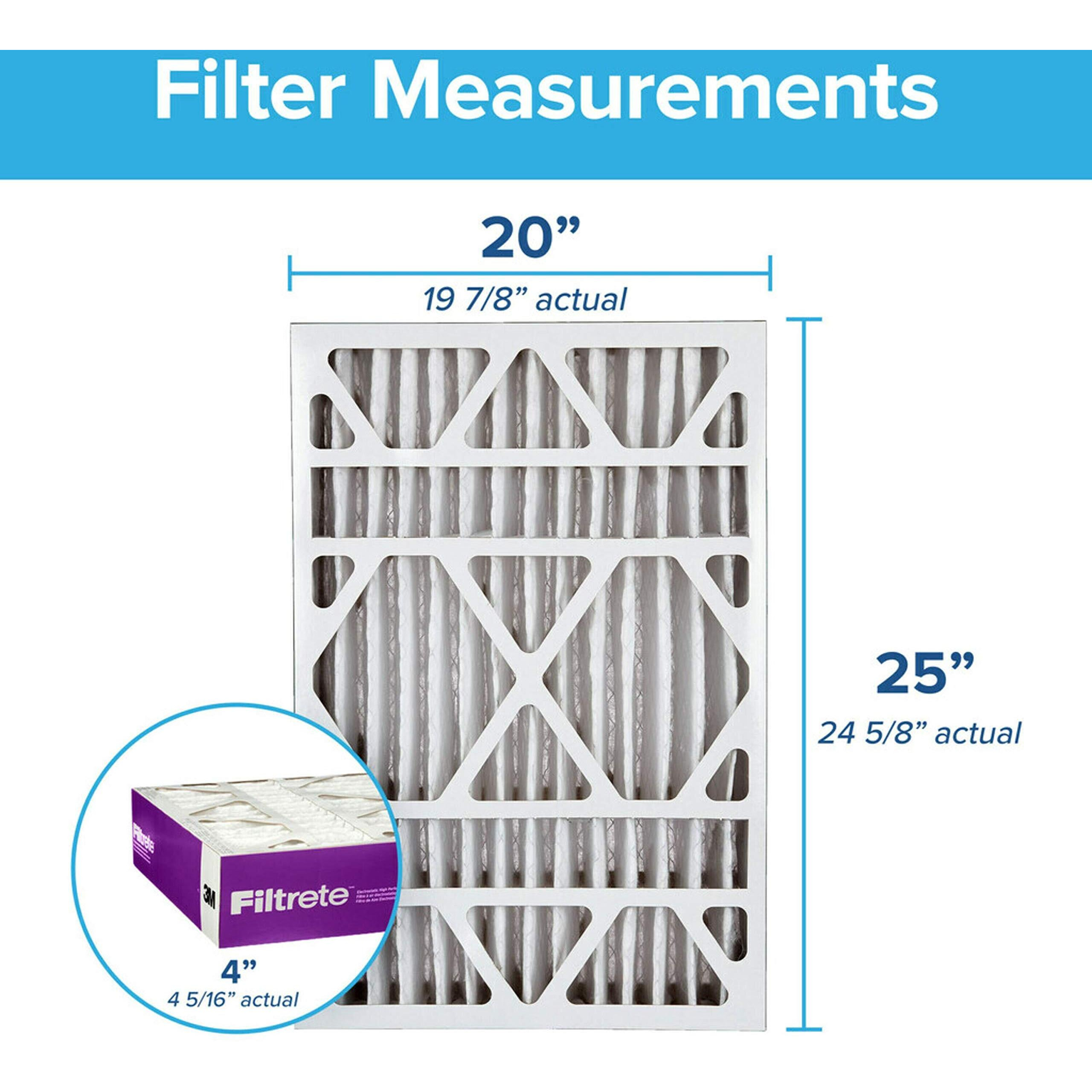 Filtrete 20X25X4, Ac Furnace Air Filter, Mpr 1550 Dp, Healthy Living Ultra Allergen Deep Pleat, 2-Pack (Actual 19.88 X 24.63 X 4.31)