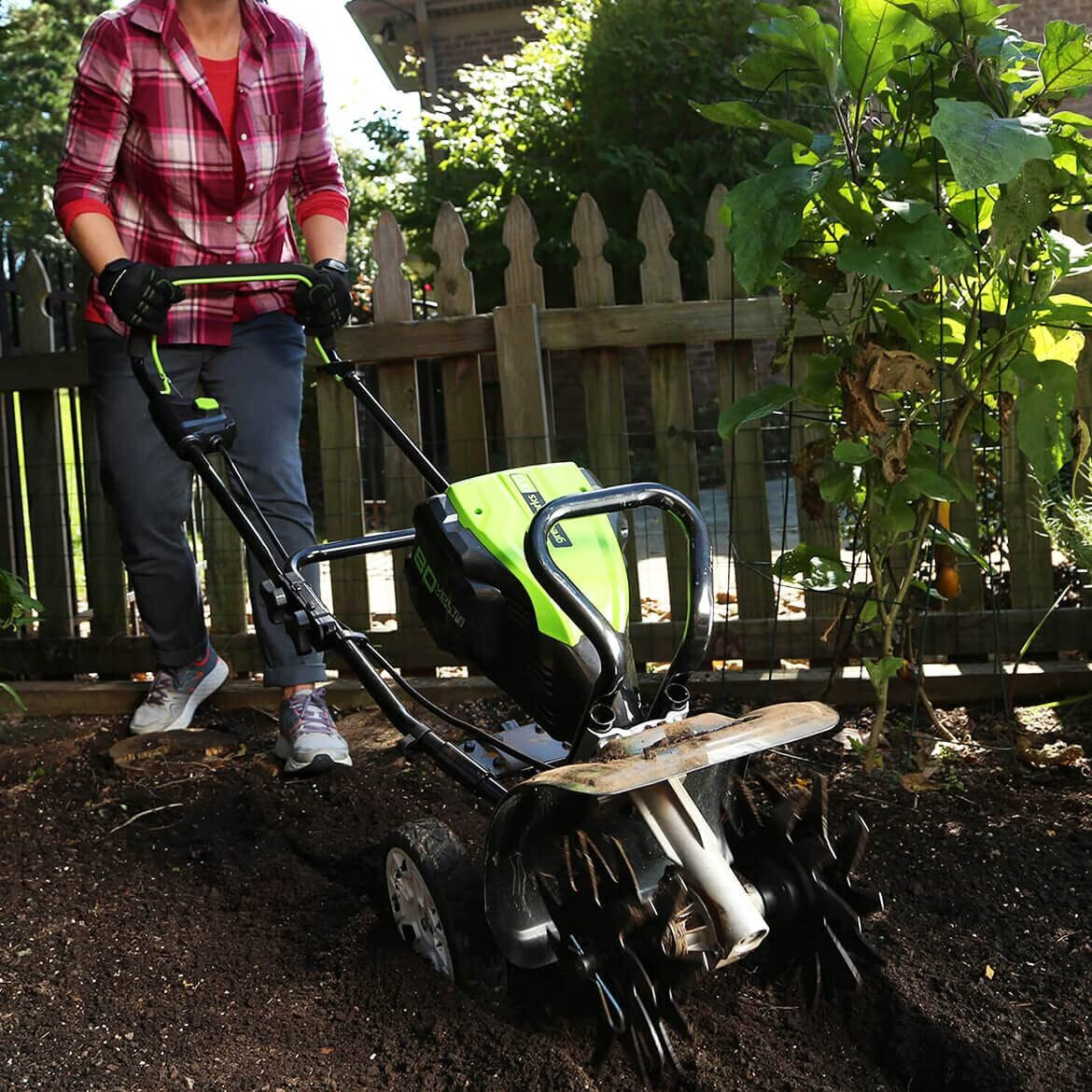 Greenworks Pro 80V 10 Inch Cultivator With 2Ah Battery And Charger, Tl80L210, Black And Green