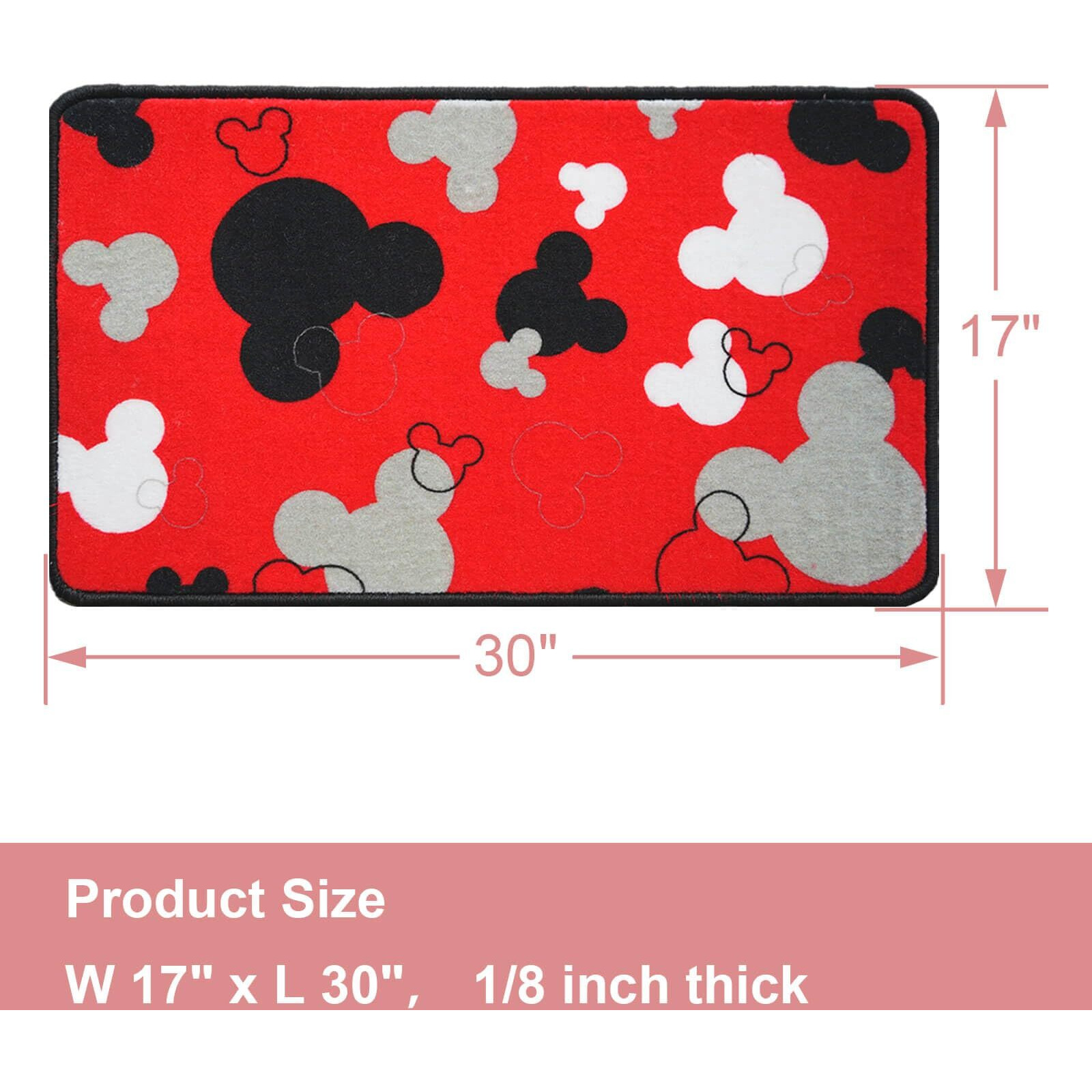 Cartoon Mouse Rugs - Bathroom Rug, Non-Slip Mickey Cartoon Kitchen Mat, Cute Cartoon Rug Indoor Entrance Doormat For Boys Girls Kids Baby Bedroom Home Decor Nursery Indoor Rugs, 17"" X 30"" (Red)