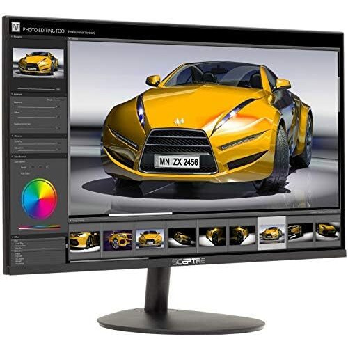 Sceptre 24"" Frameless Ultra Thin 1080P Led Monitor Up To 75Hz Hdmi Vga Speakers, Freesync Compatible Machine Black 2020 (E248W-1920Rs)