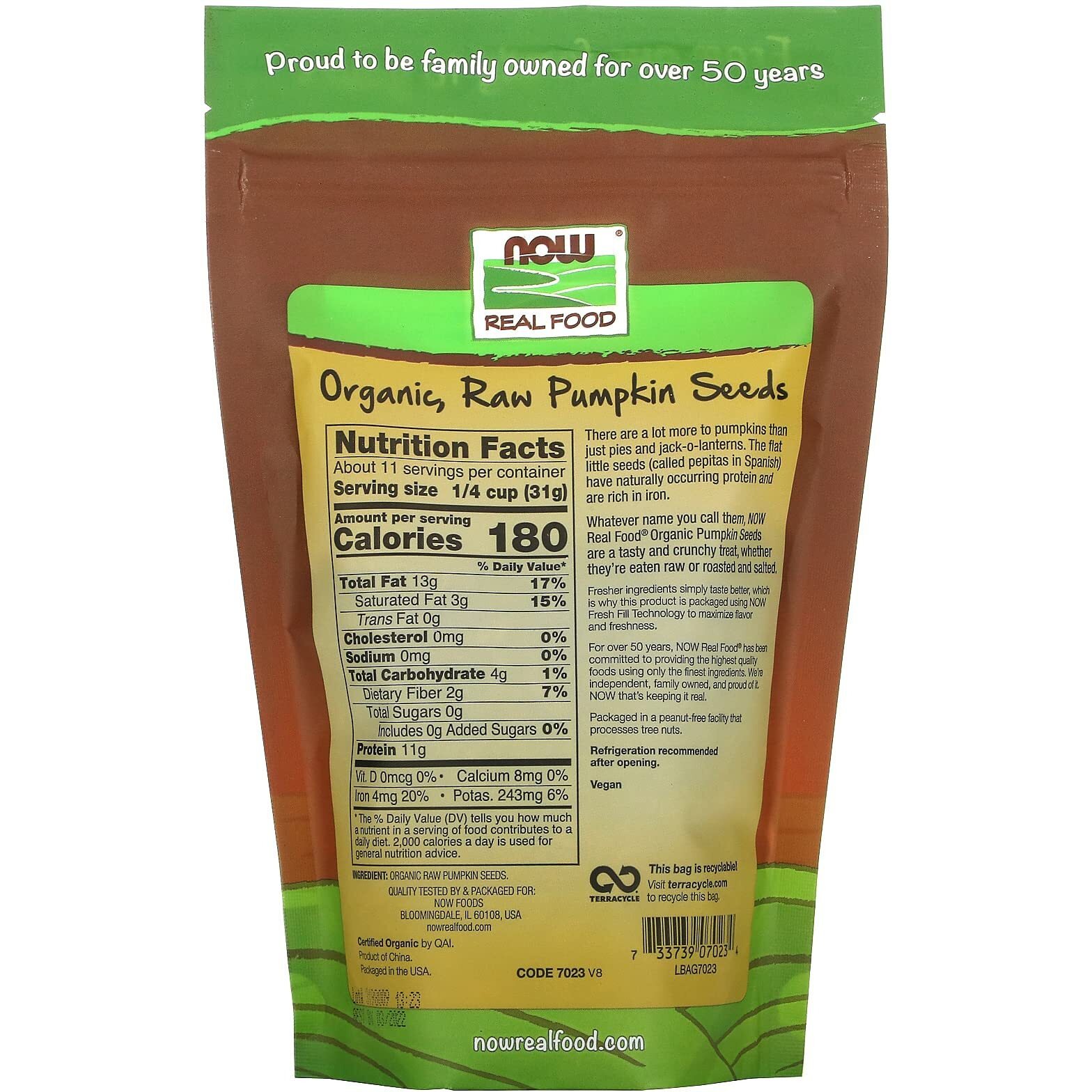 Now Foods Organic Pumpkin Seeds, 12 Ounce