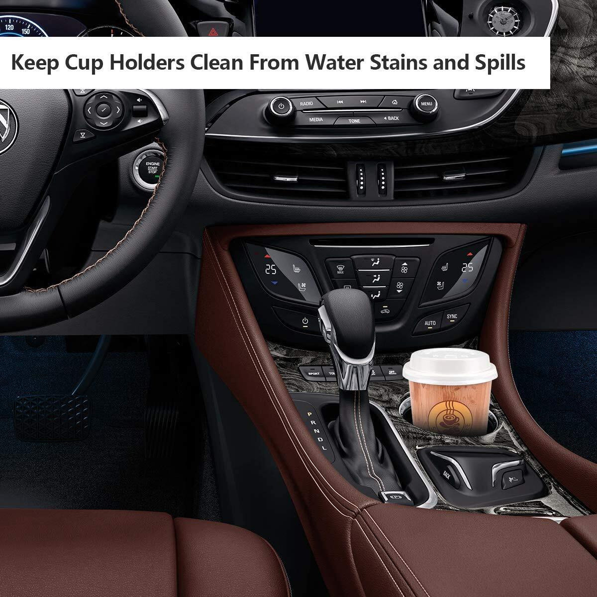 Britimes Absorbent Car Coasters 2 Pack For Cup Holders, 2.56"" Ceramic Stone & Non-Scratch Cork Base Drink Coasters Sugar Skull
