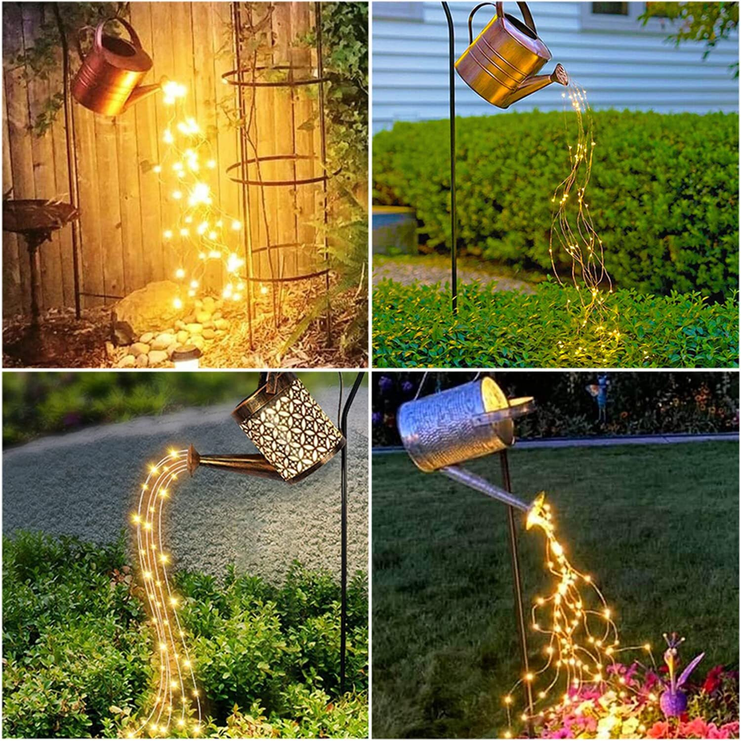 220 Led Solar Firefly Bunch Lights, 8 Flashing Modes, Fairy Copper Wire Waterproof String Lights, Decorative Vine Solar Watering Can Lights, Outdoor Garden Tent Christmas Decor (Warm White)