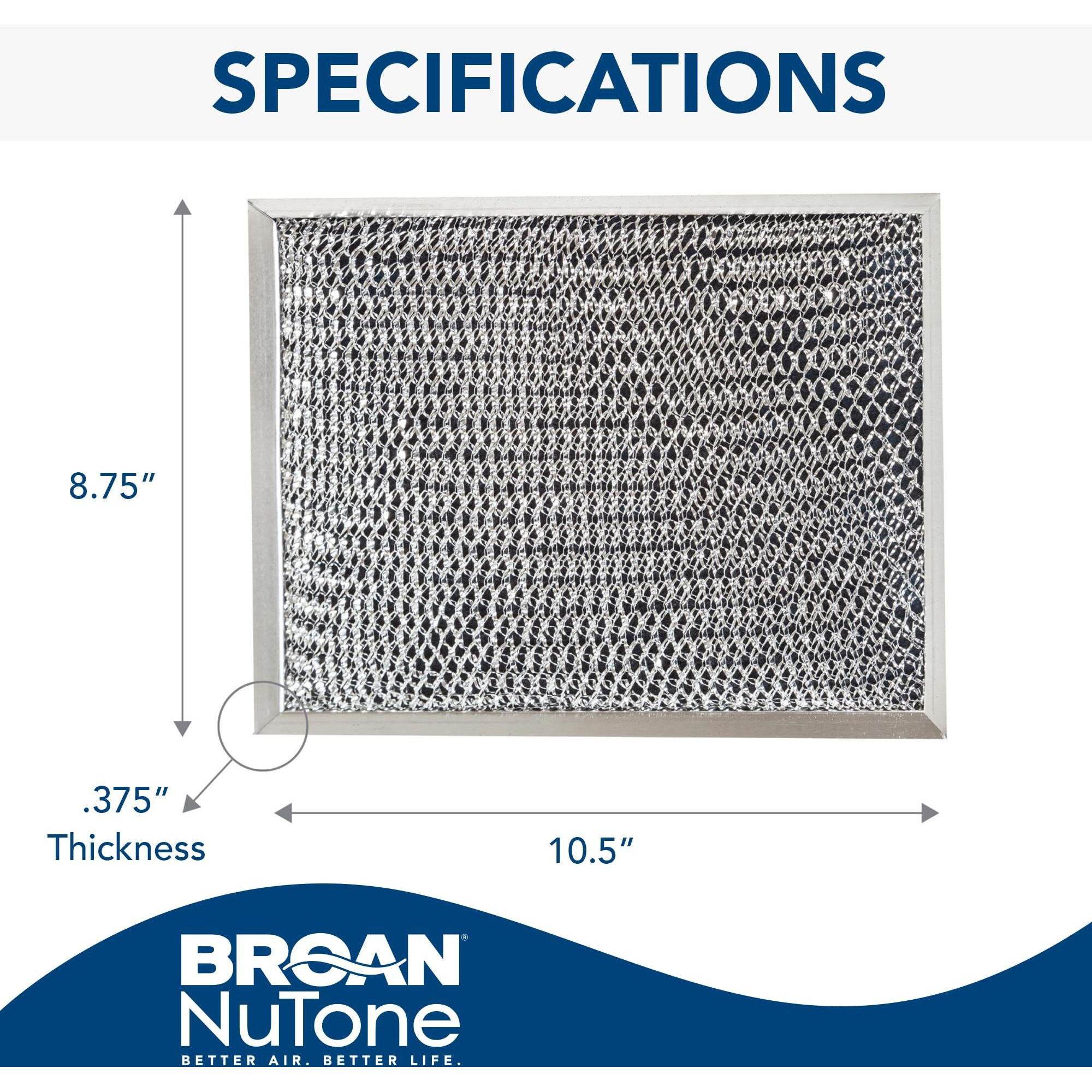 Broan-Nutone Replacement Charcoal Ductless Range Hood Series, Carbon Air Filter, 1 Count (Pack Of 1), Grey
