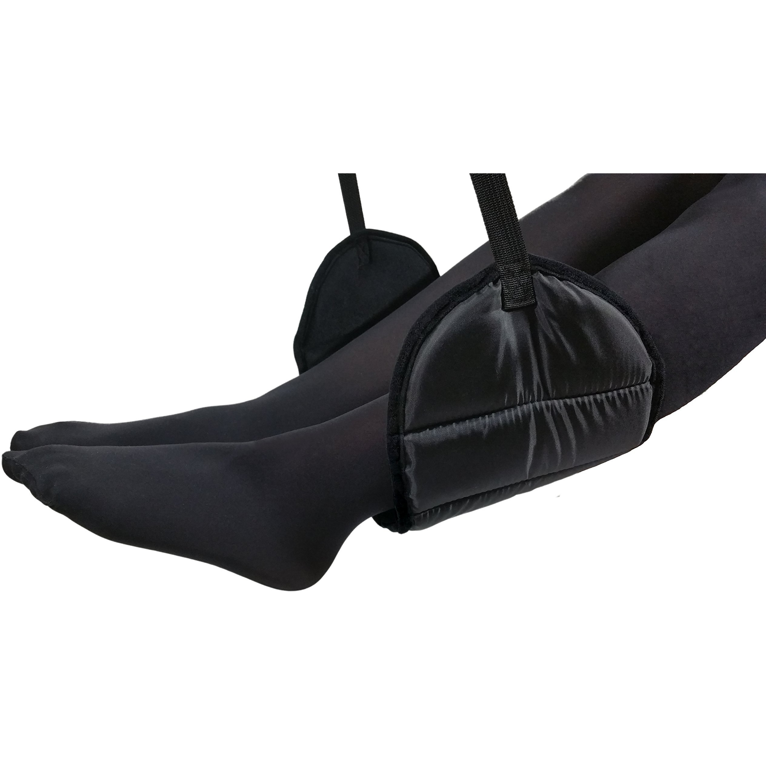 Sleepy Ride - Airplane Footrest Made With Premium Memory Foam - Airplane Travel Accessories - Helps To Prevent Swelling And Soreness - Provides Comfort For Shorter Legs (Jet Black)