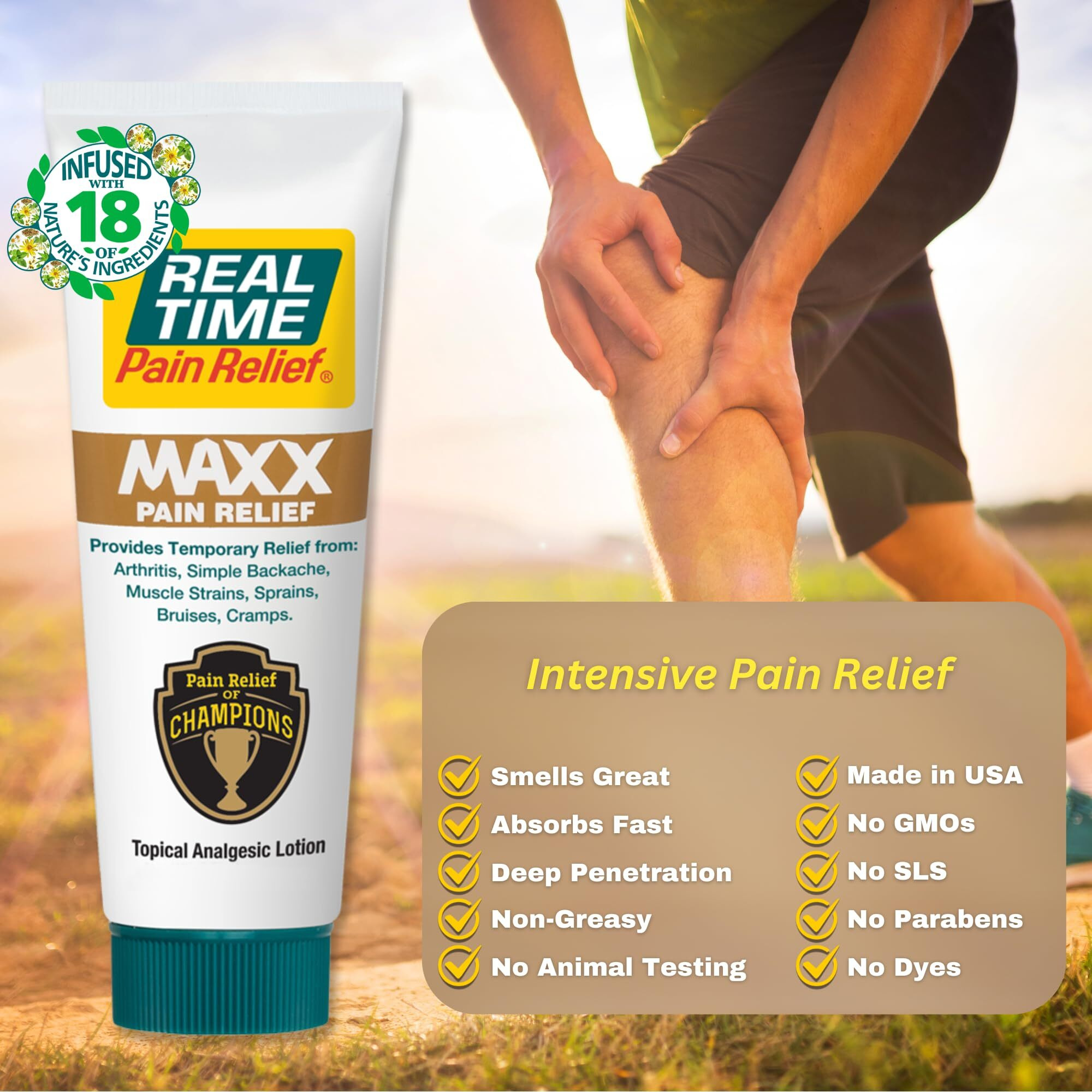 Real Time Pain Relief Maxx - 4Oz Tube | Intensive Formula With 18 Natural Ingredients | Fast-Acting Relief For Muscle Pain, Arthritis, Backaches, And More | Includes Menthol, Arnica, Peppermint Oil