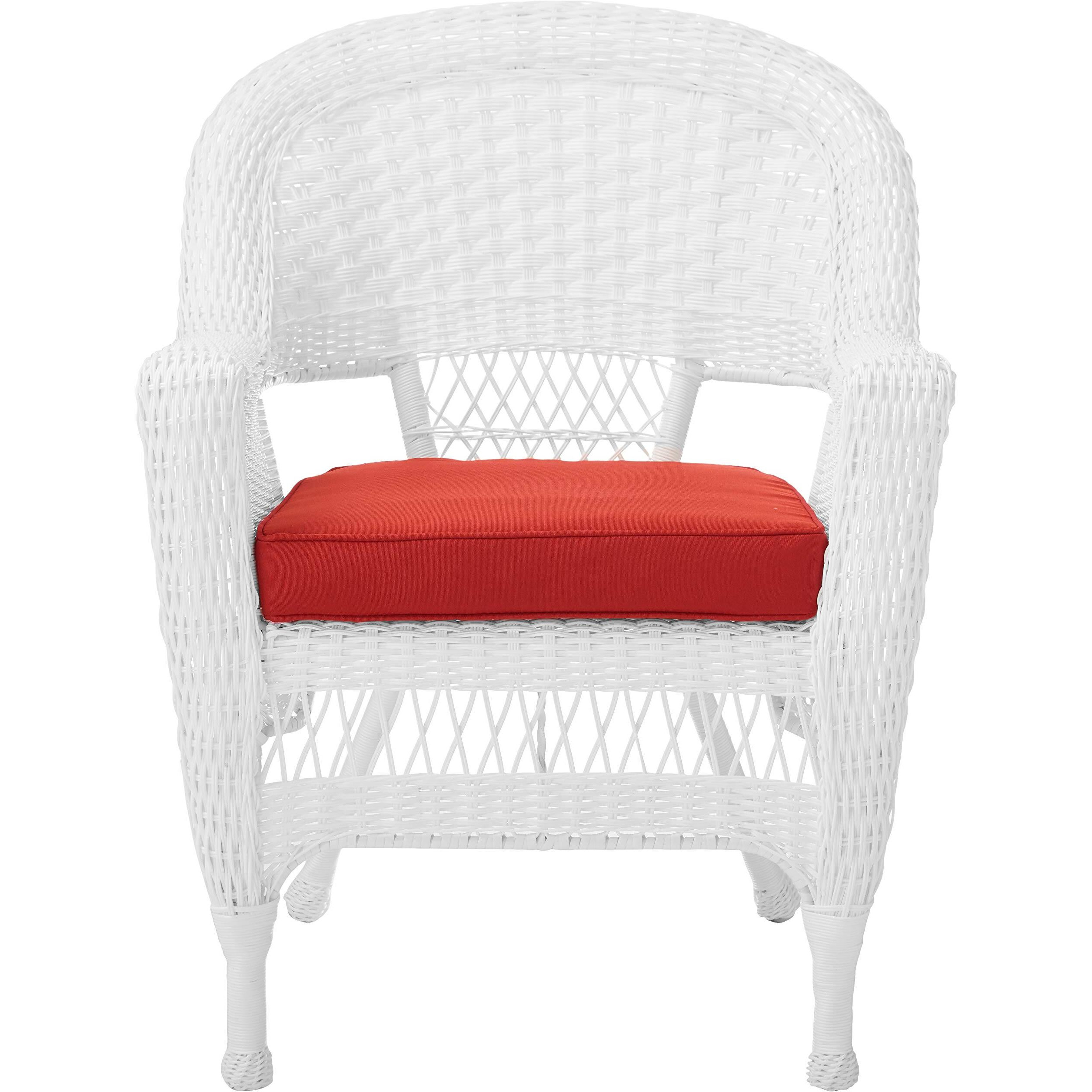Jeco Wicker Chair With Red Cushion, Set Of 2, White/W00206-