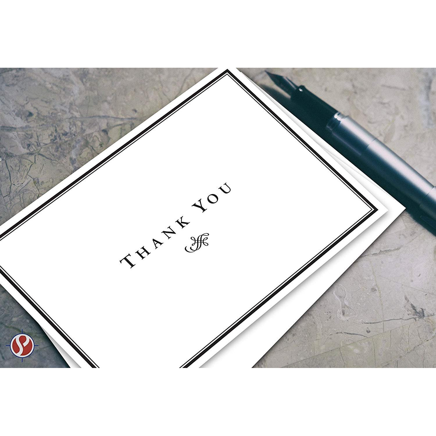 Thank You Cards For Small Business, Bulk Set Of 25, 4 X 5"" Folding Greetings, Ships Flat, Blank Inside + Envelopes - Elegant Design Note Card For Weddings, Bridal, Baby Shower, Graduation