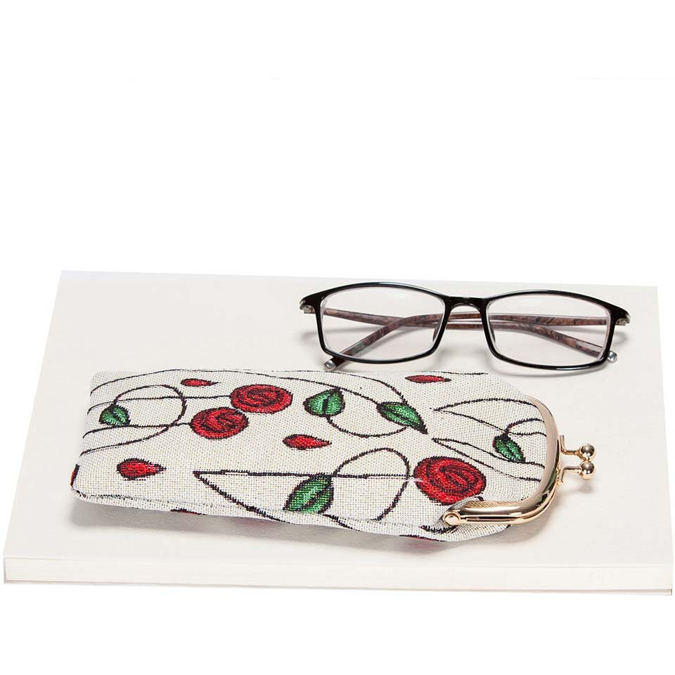 Signare Tapestry Glasses Case For Women Eyeglass Pouch With Charles Rennie Mackintosh Rose Art Nouveau Design (Gpch-Rmsp)