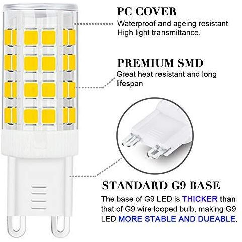 Sumvibe G9 Led Bulb 5W, 40W G9 Halogen Bulb Replacement, 420Lm, Warm White 3000K, Ac100V-240V, G9 Base Non-Dimmable Light Bulbs, 12-Pack