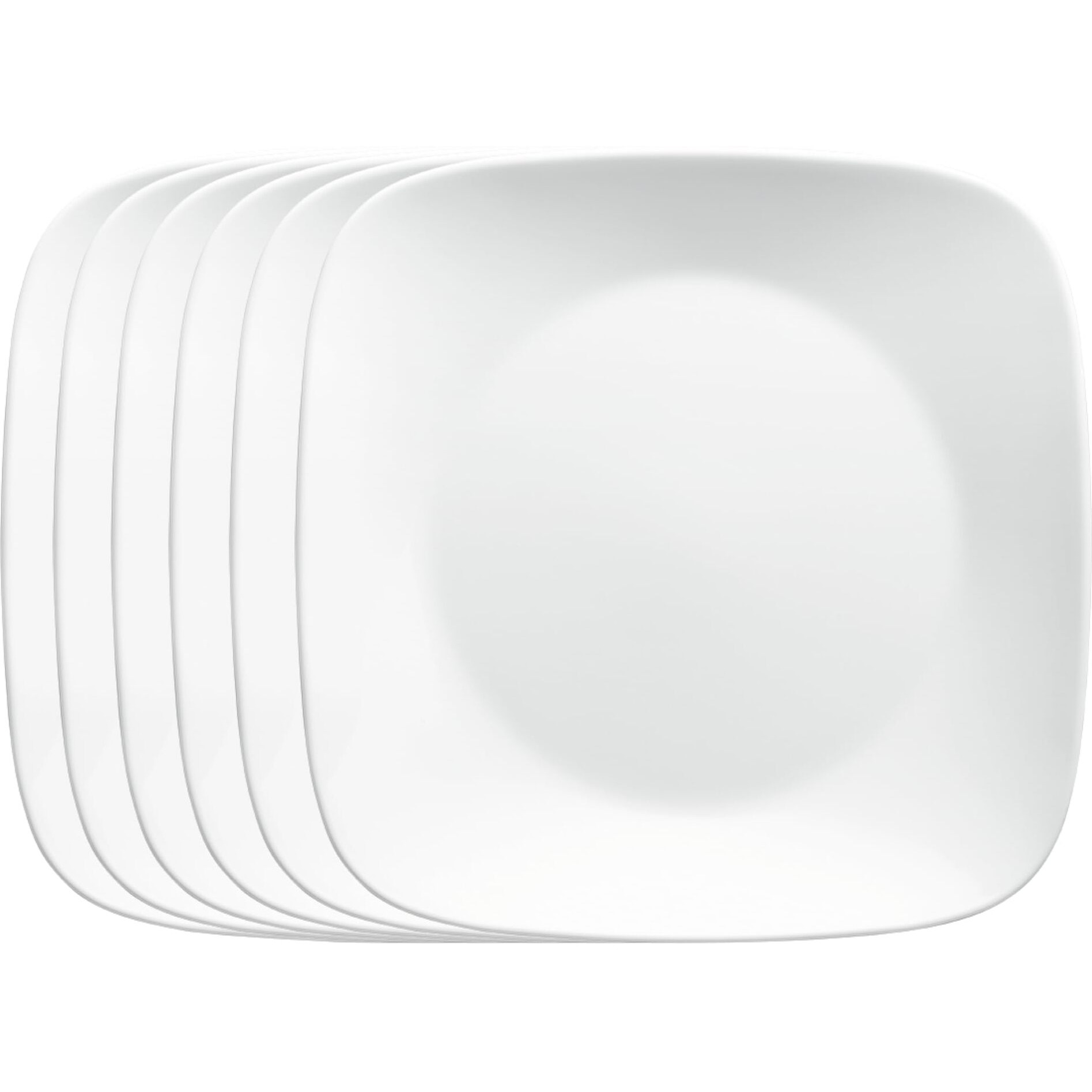 Corelle Vitrelle 6-Piece Salad Plates Set, Triple Layer Glass And Chip Resistant, Lightweight Square 9-Inch Plates, White