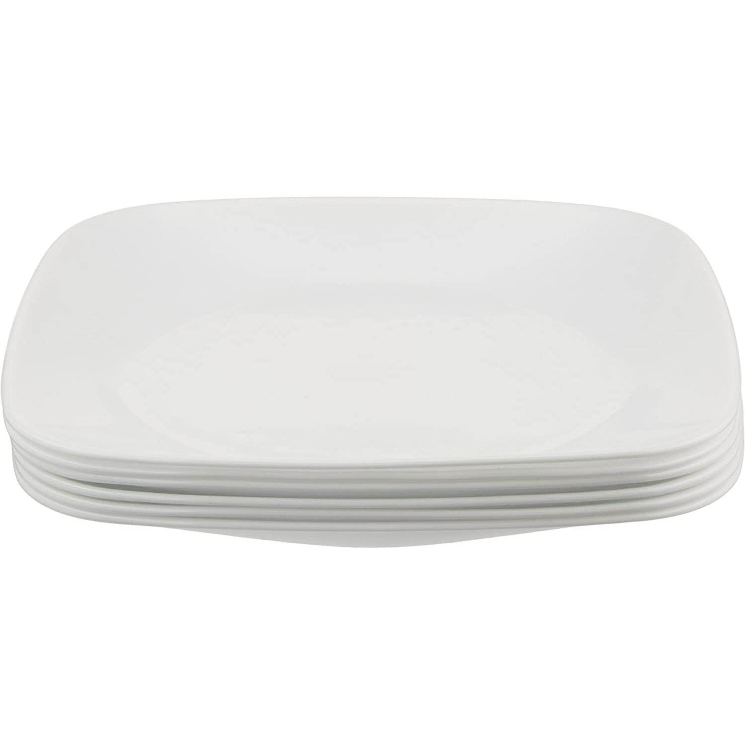 Corelle Vitrelle 6-Piece Salad Plates Set, Triple Layer Glass And Chip Resistant, Lightweight Square 9-Inch Plates, White