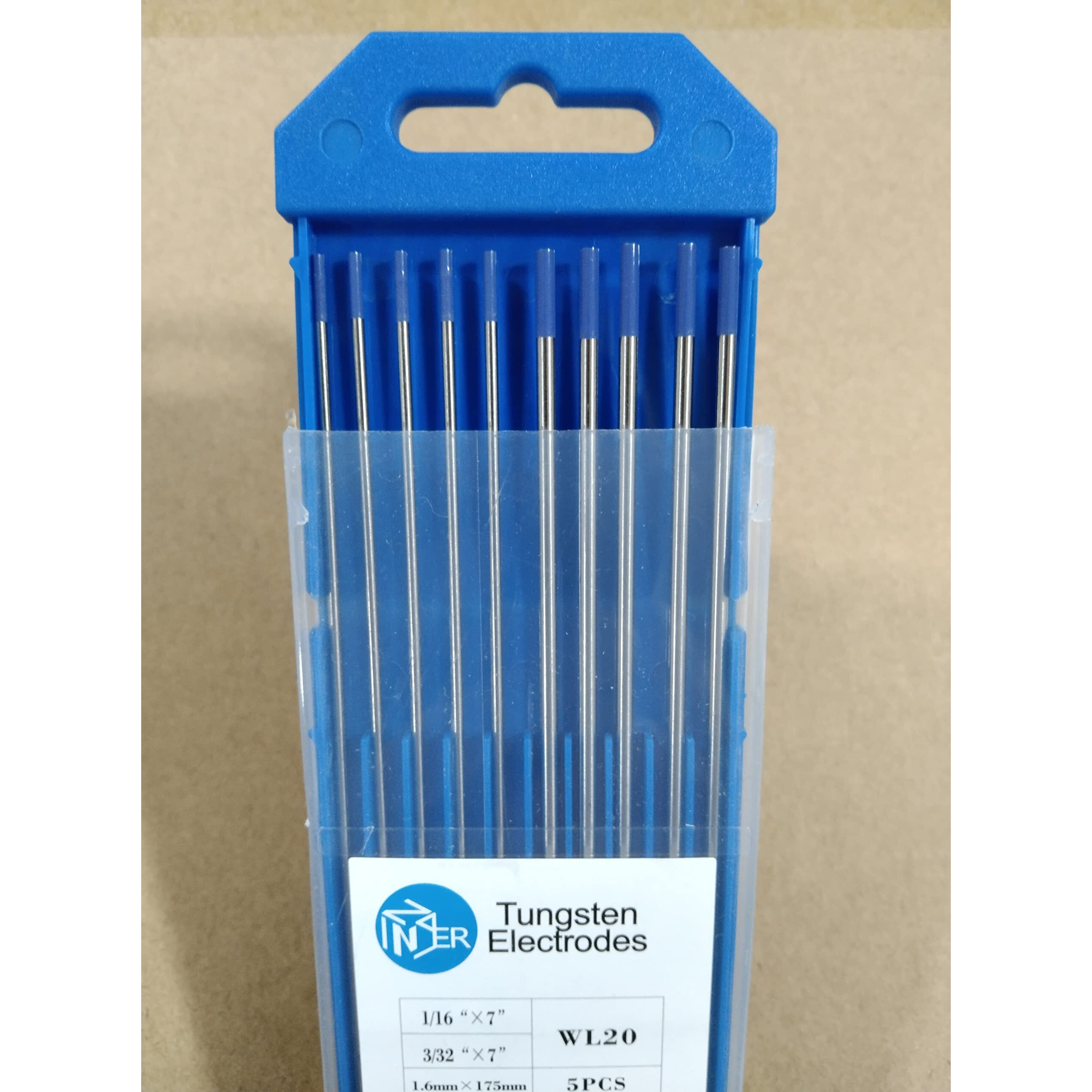 Zinger Tig Welding Tungsten Electrodes 2% Lanthanated (Wl20/Ewla-2) Blue,10-Pack Lanthanated Tungsten Assorted Size-5Pcs 1/16"" & 5Pk 3/32""