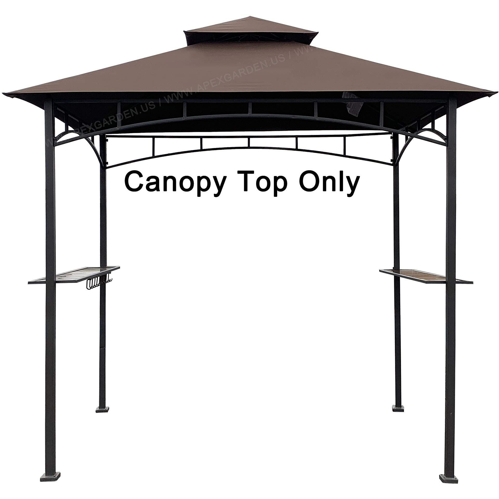 Apex Garden Replacement Canopy Top Can Only Fit For Model L-Gg001Pst-F 5' X 8' Brown Double Tiered Canopy Grill Bbq Gazebo (Top Only) (Brown)