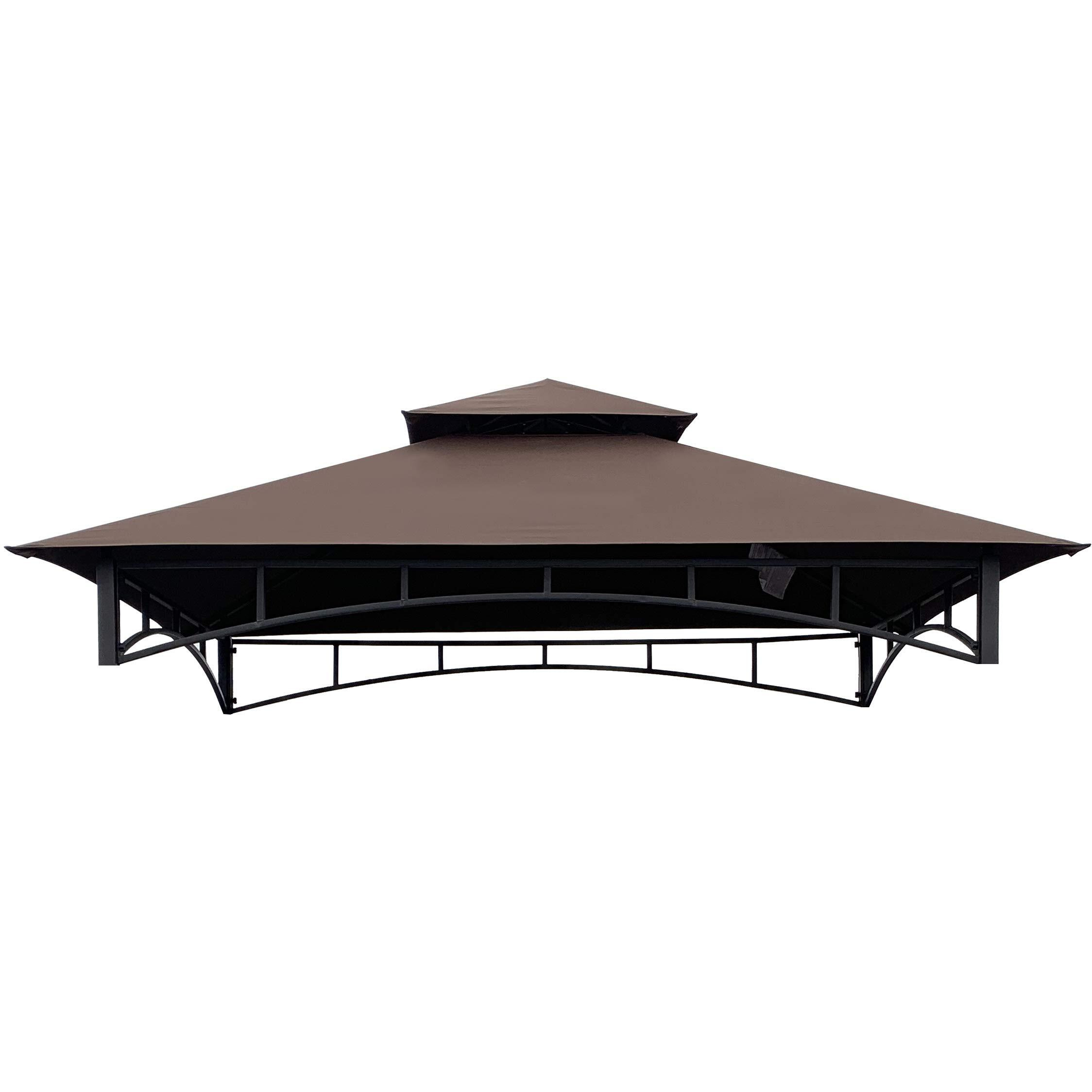 Apex Garden Replacement Canopy Top Can Only Fit For Model L-Gg001Pst-F 5' X 8' Brown Double Tiered Canopy Grill Bbq Gazebo (Top Only) (Brown)